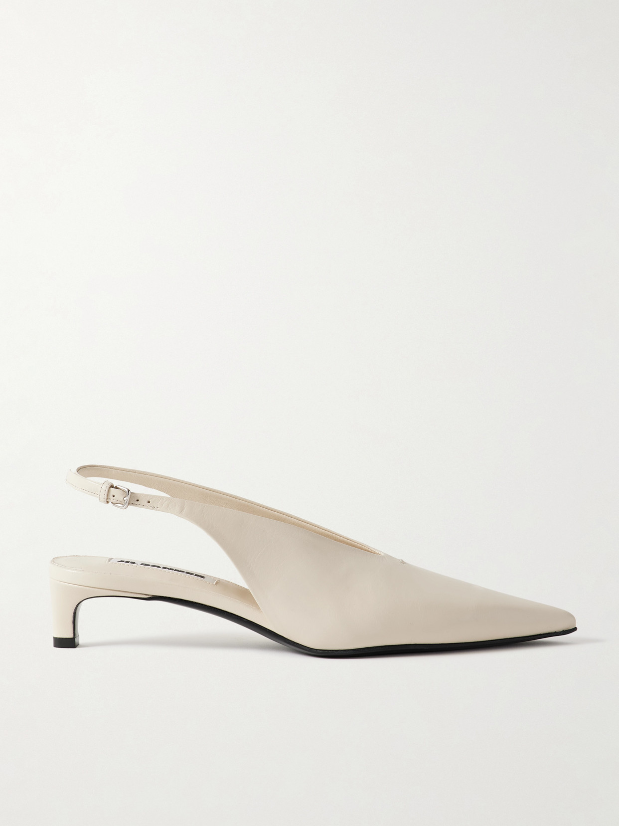 Jil Sander Leather Slingback Pumps In White