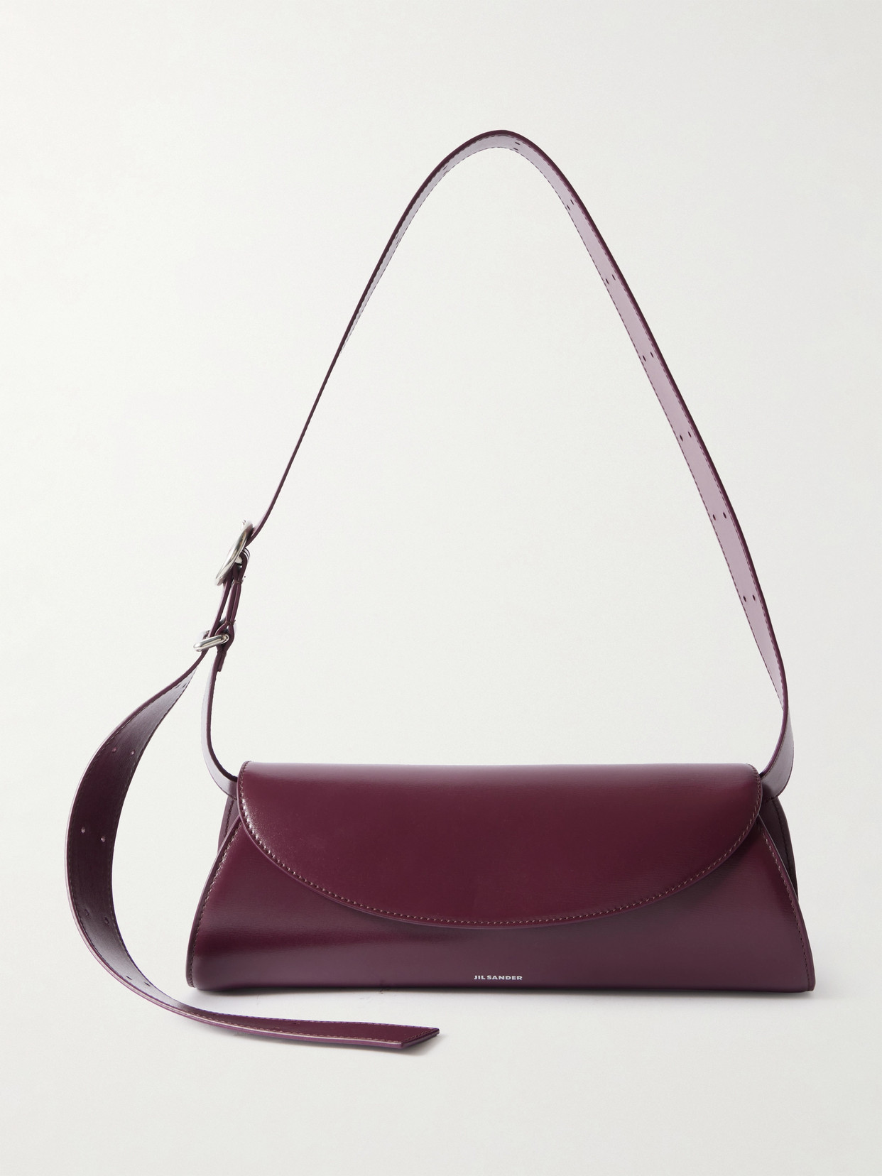 Jil Sander Cannolo Small Leather Shoulder Bag In Burgundy