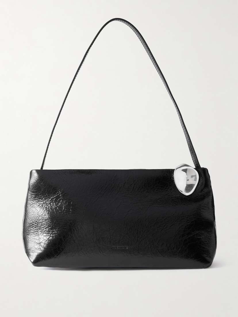 Jil Sander Embellished Cracked-leather Shoulder Bag