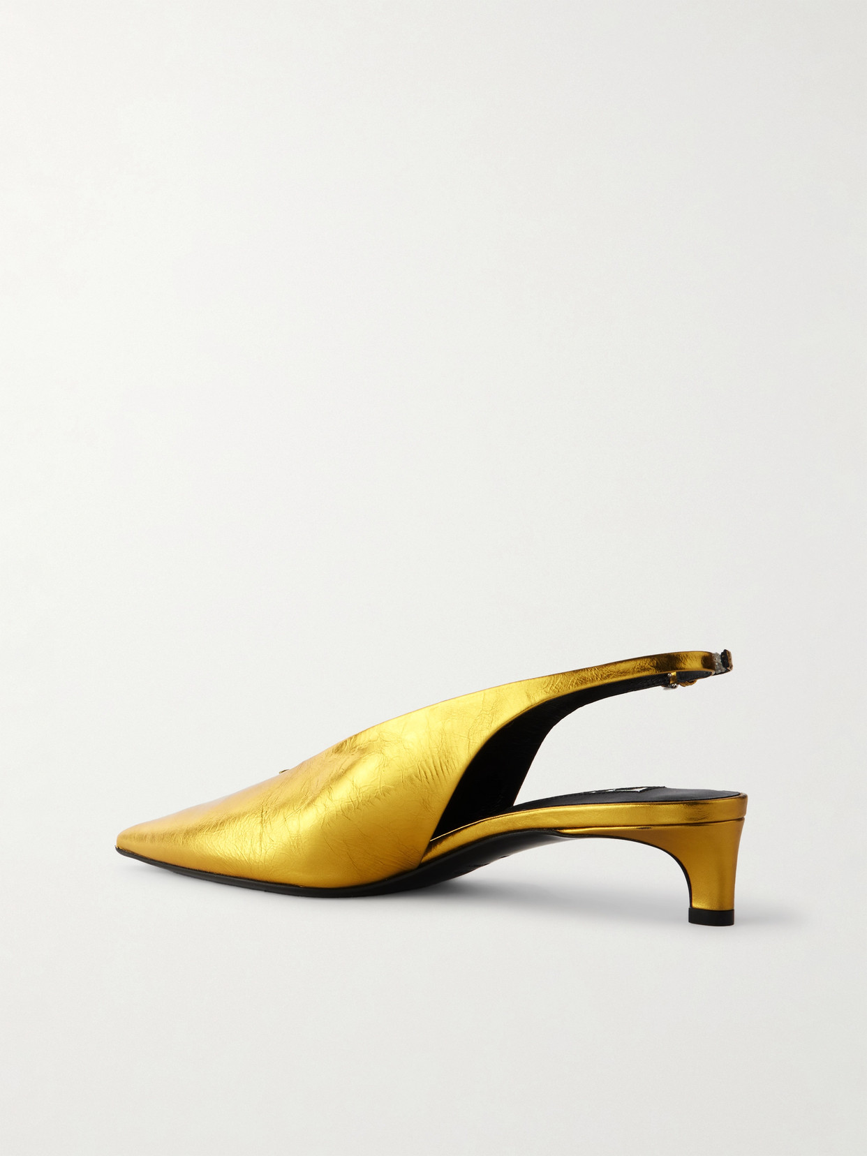 Jil Sander Metallic-leather Slingback Pumps In Gold