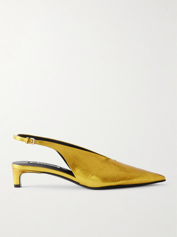 Jil Sander Metallic-leather slingback pumps