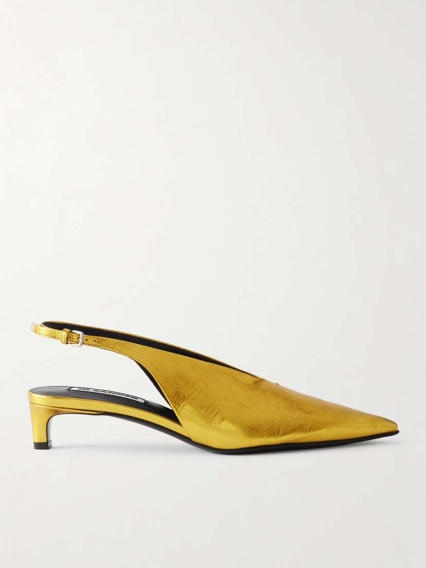 Jil Sander Metallic-leather Slingback Pumps