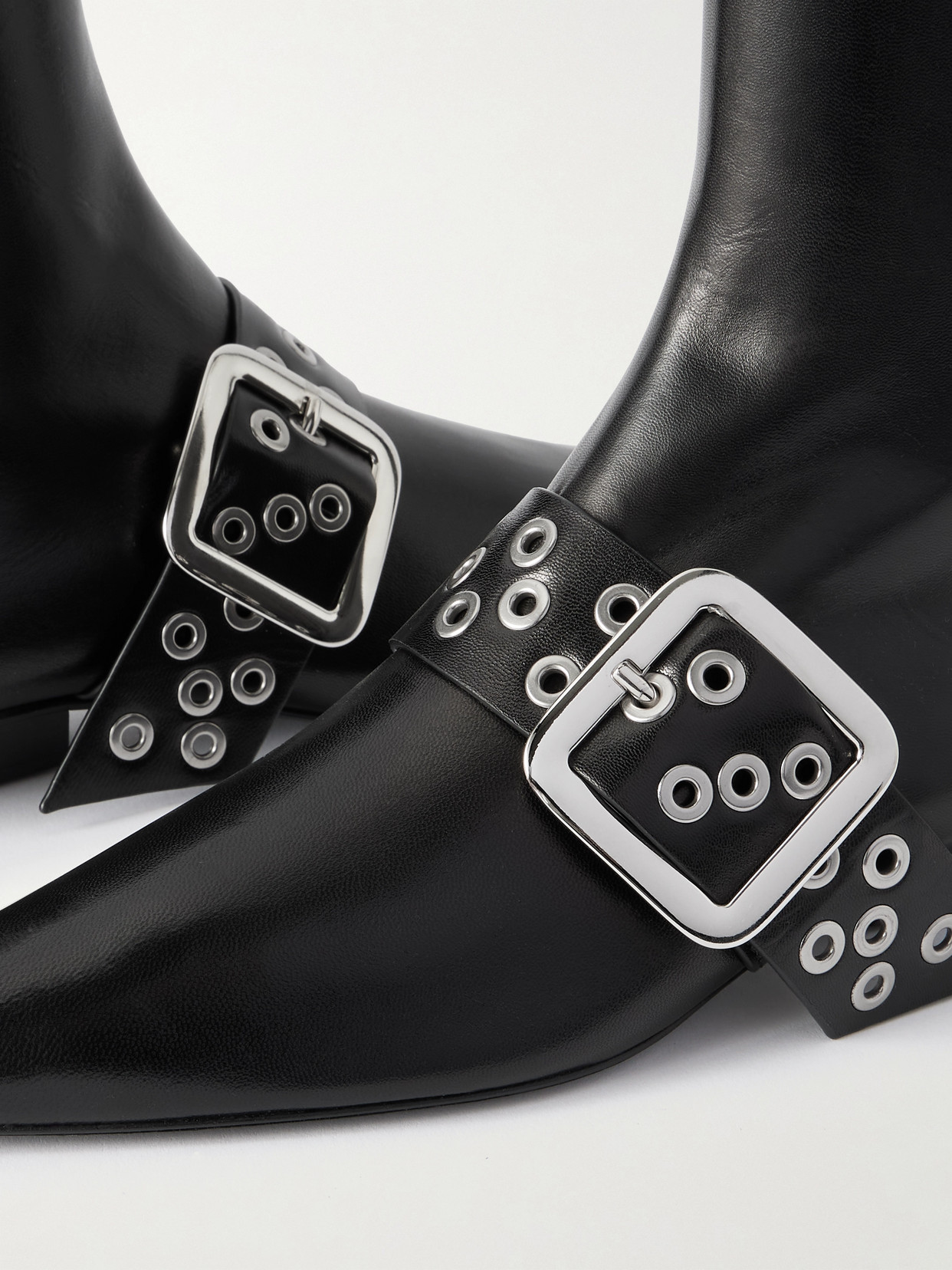 Jil Sander Buckled Leather Ankle Boots In Black