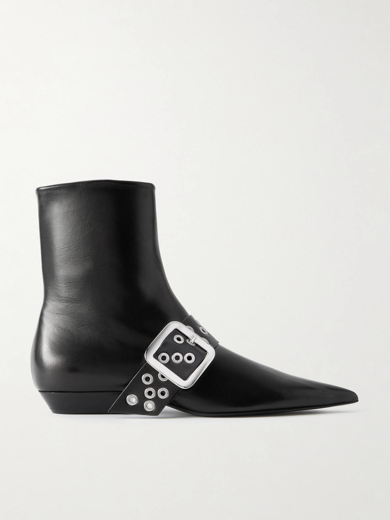 Jil Sander Buckled Leather Ankle Boots In Black