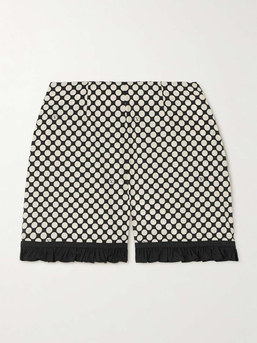 Valentino Garavani — High-rise ruffled polka-dot cotton-poplin shorts