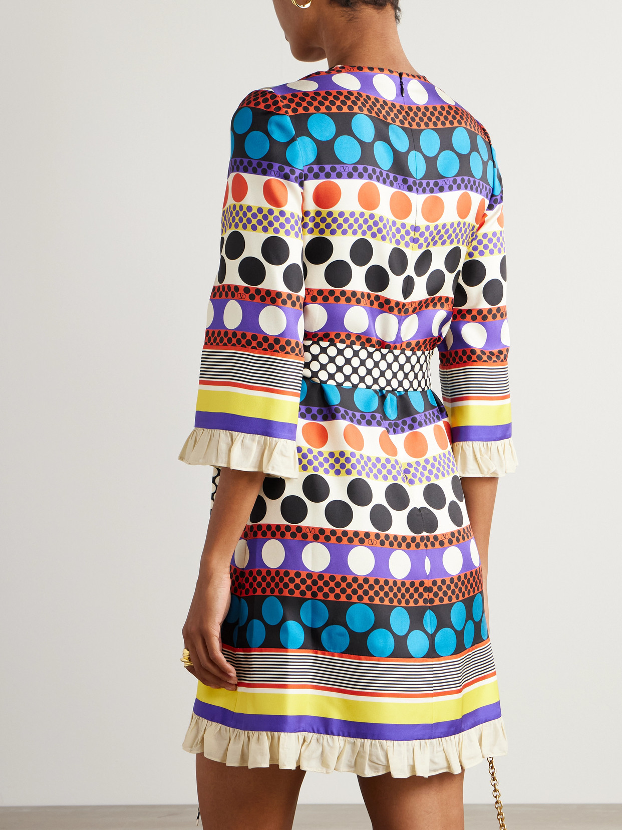 Valentino Belted Printed Silk-twill Mini Dress In Multi