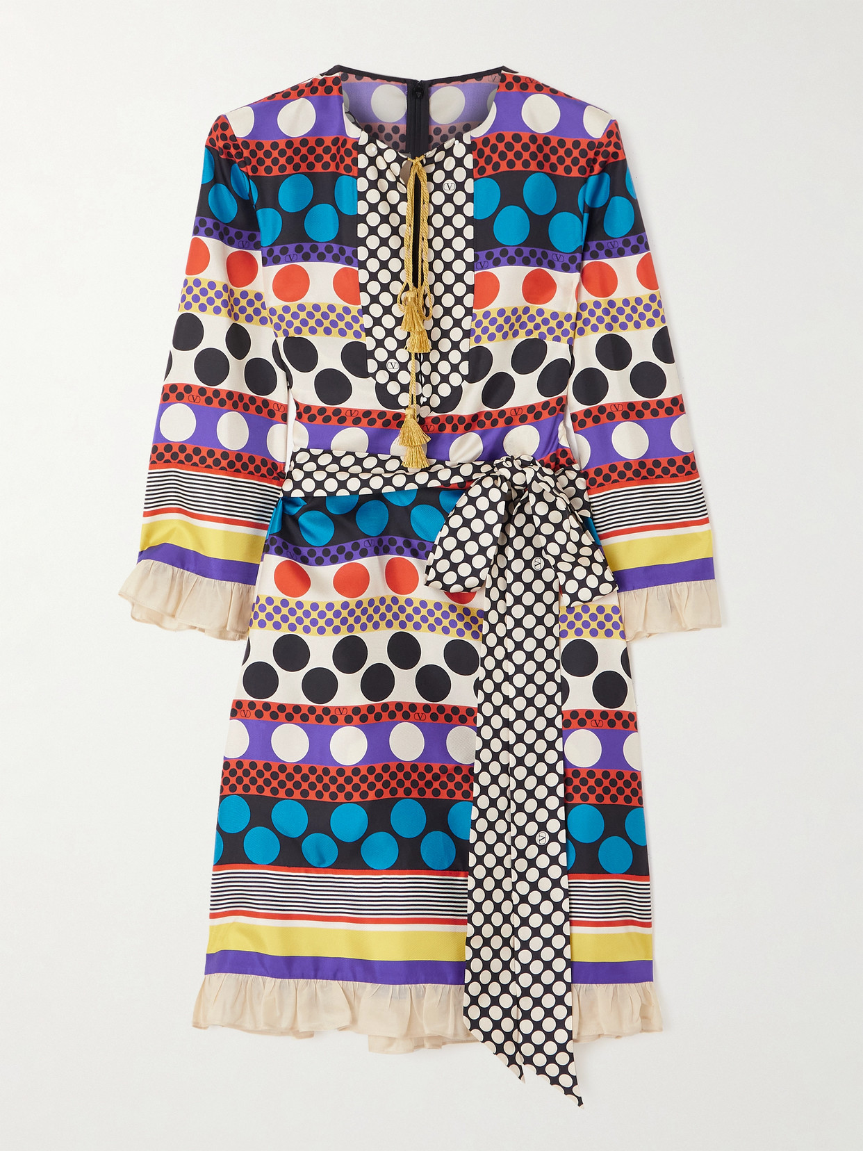 Valentino Belted Printed Silk-twill Mini Dress In Multi