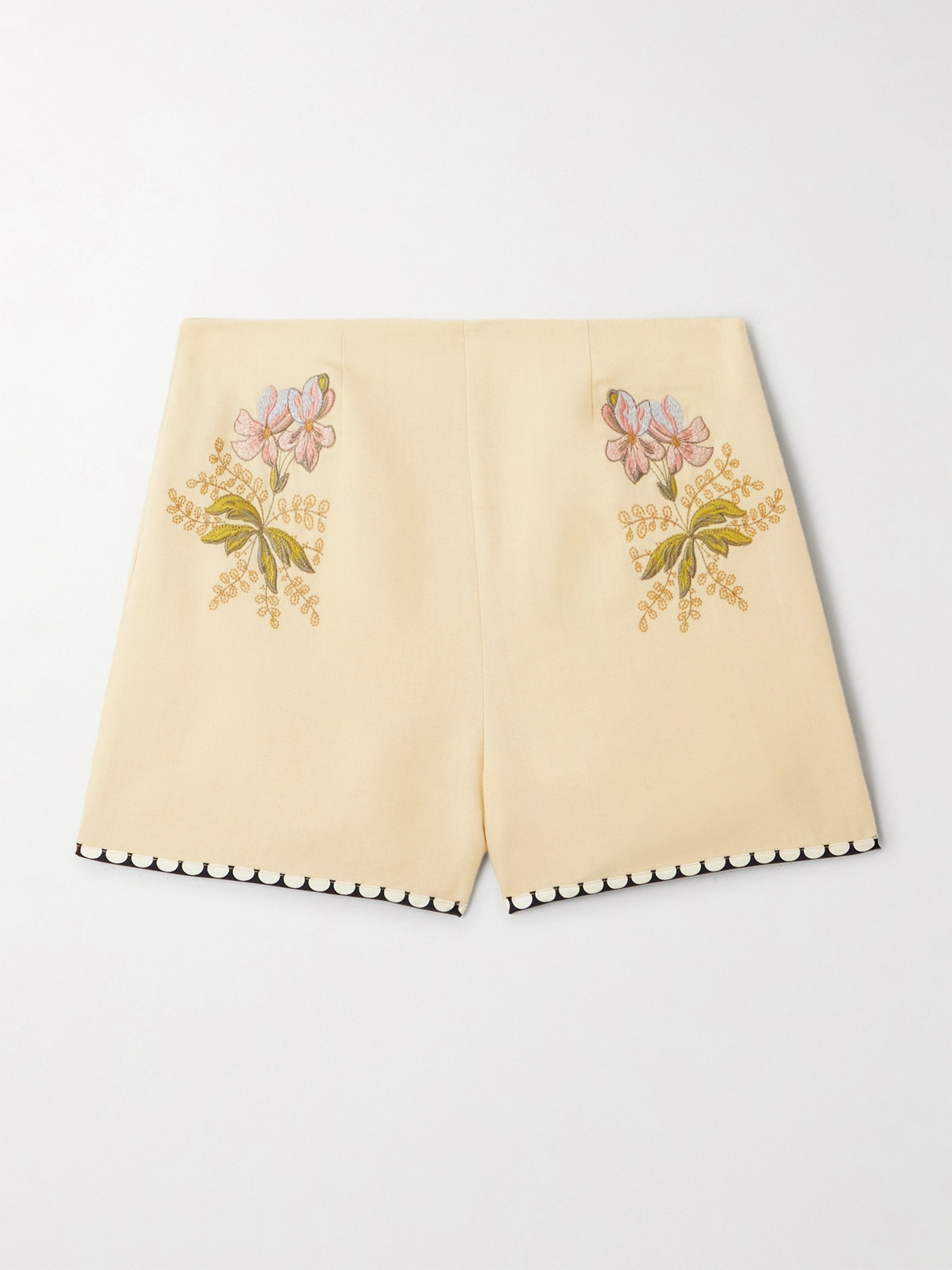 Valentino Embroidered Canvas Shorts In White