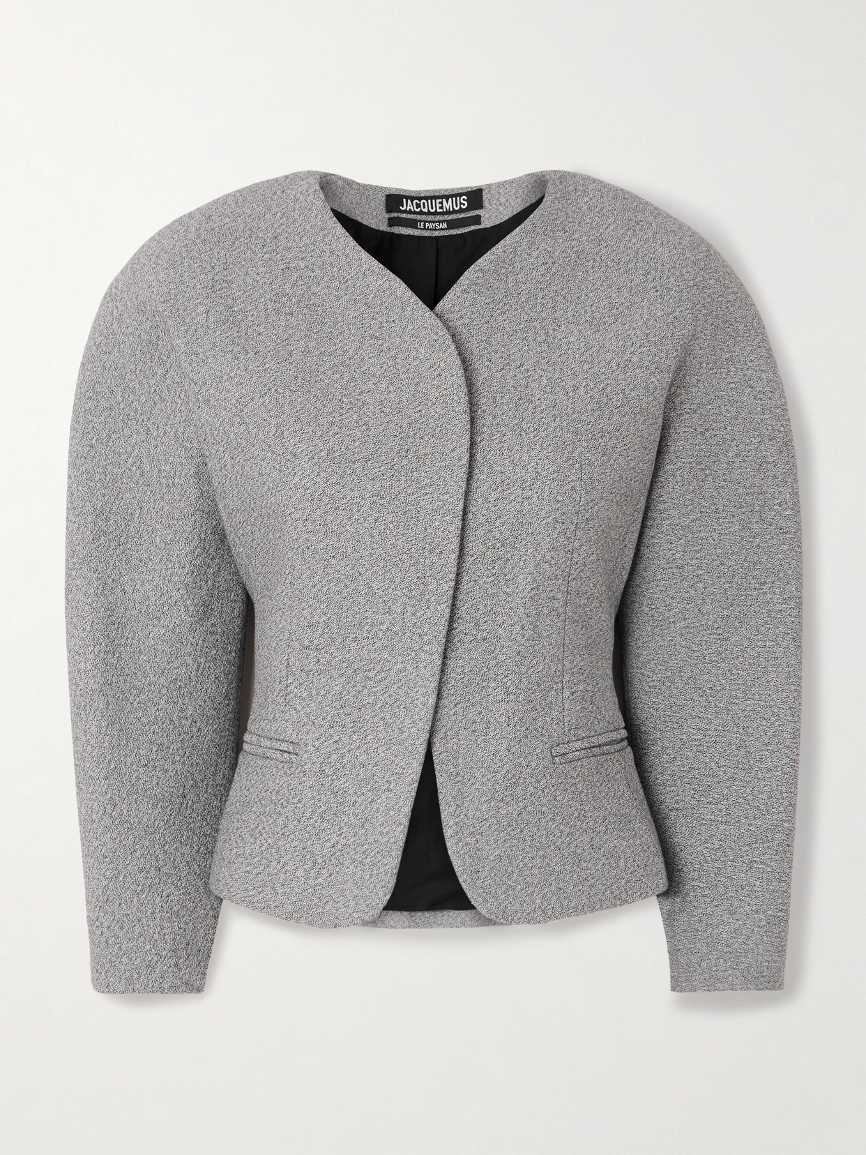 Jacquemus Ovalo Cotton And Wool-blend Jacket In Gray