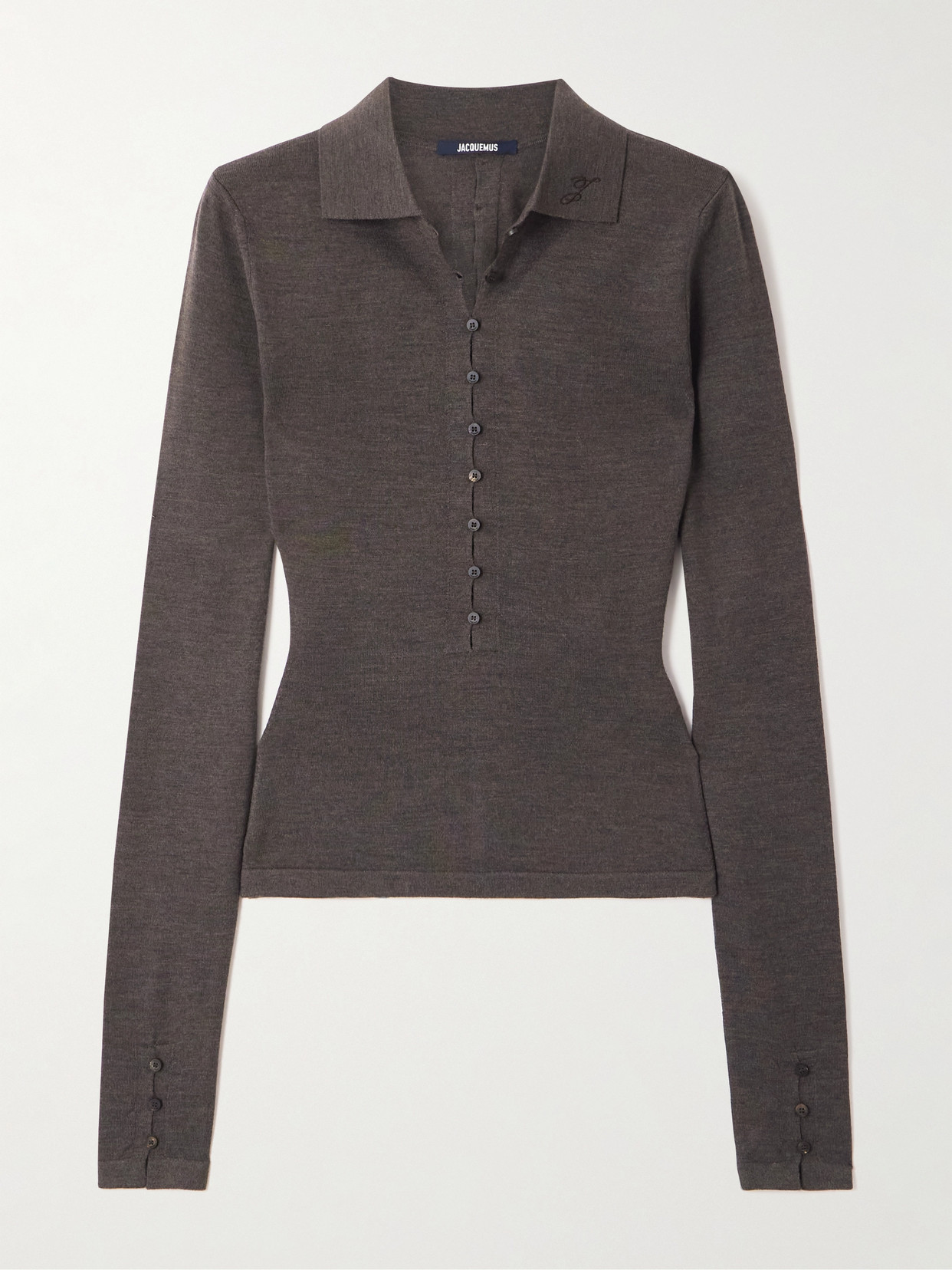 Jacquemus Wool-blend Polo Sweater In Brown