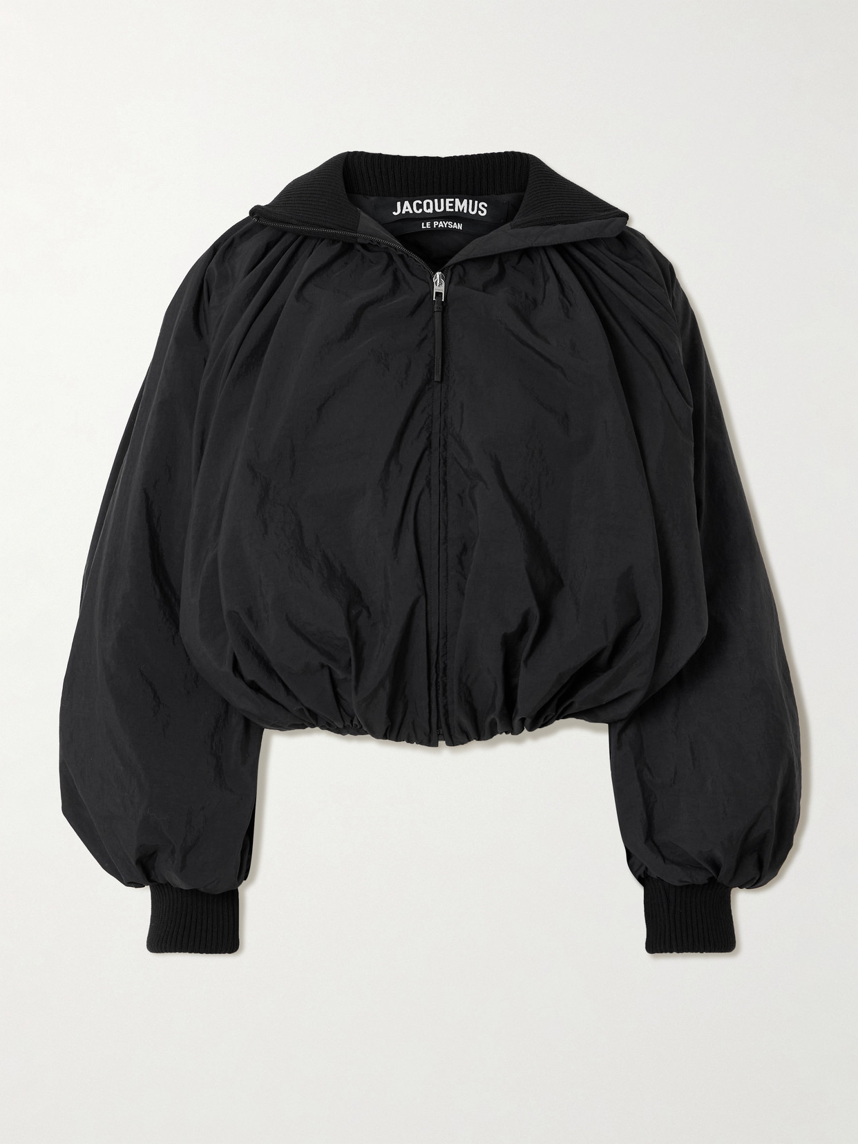 Jacquemus The Pallone Gathered Shell Bomber Jacket In Black