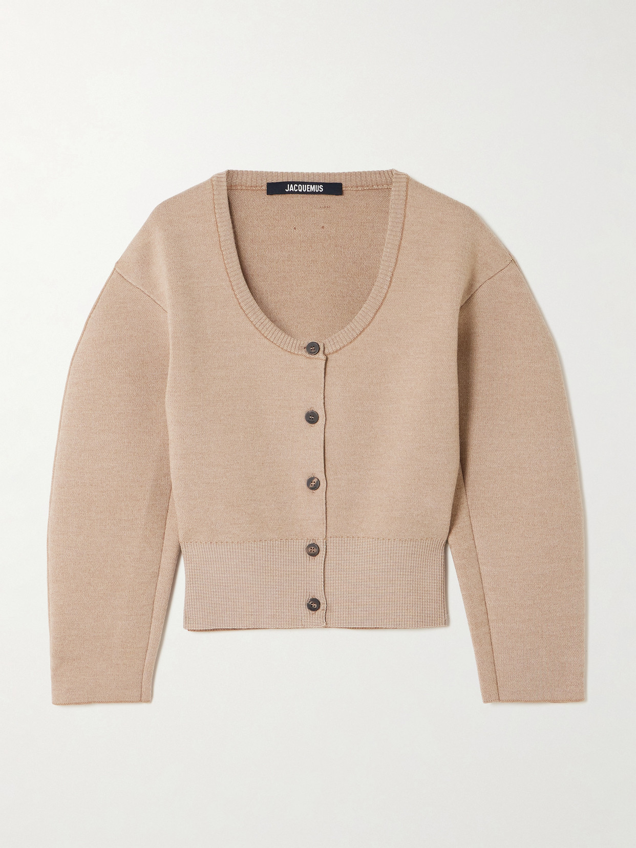 Jacquemus The Doppio Cropped Merino Wool-blend Cardigan In Neutral