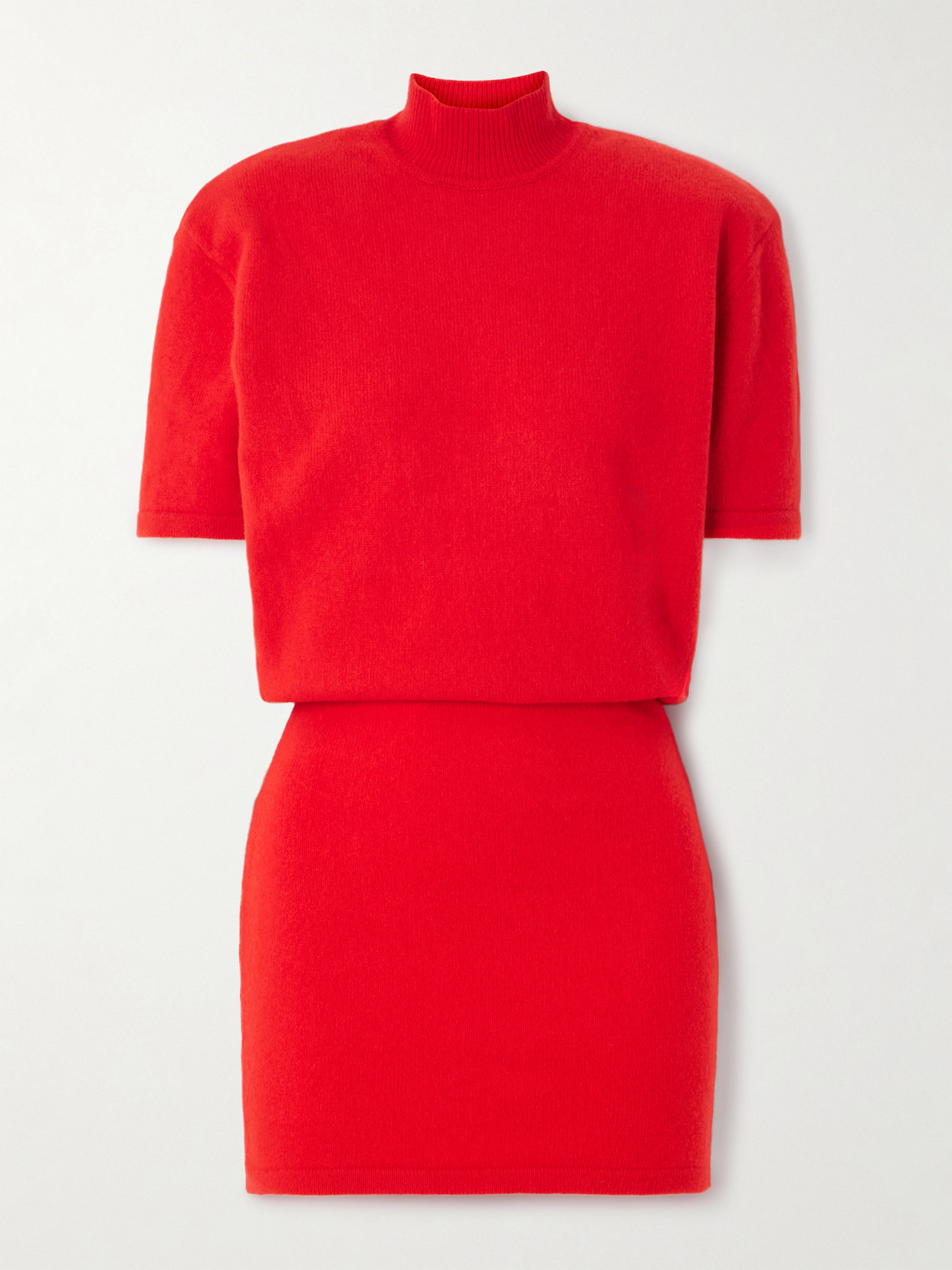 Jacquemus The Castagna Wool-blend Turtleneck Mini Dress In Red