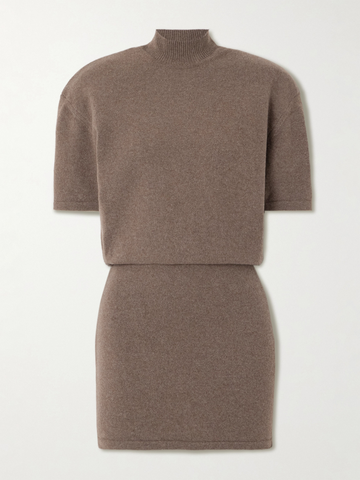 Jacquemus Castagna Wool-blend Turtleneck Mini Dress In Brown