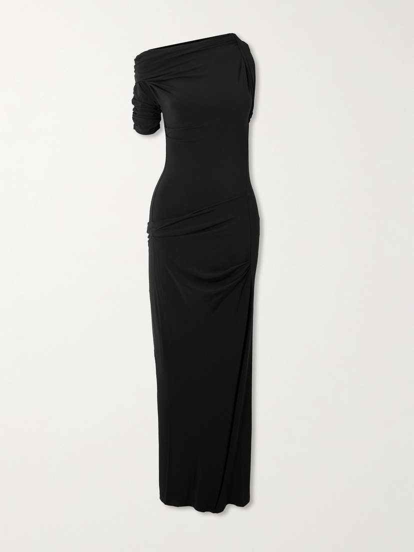 Jacquemus The Drapeado One-sleeve Jersey Midi Dress