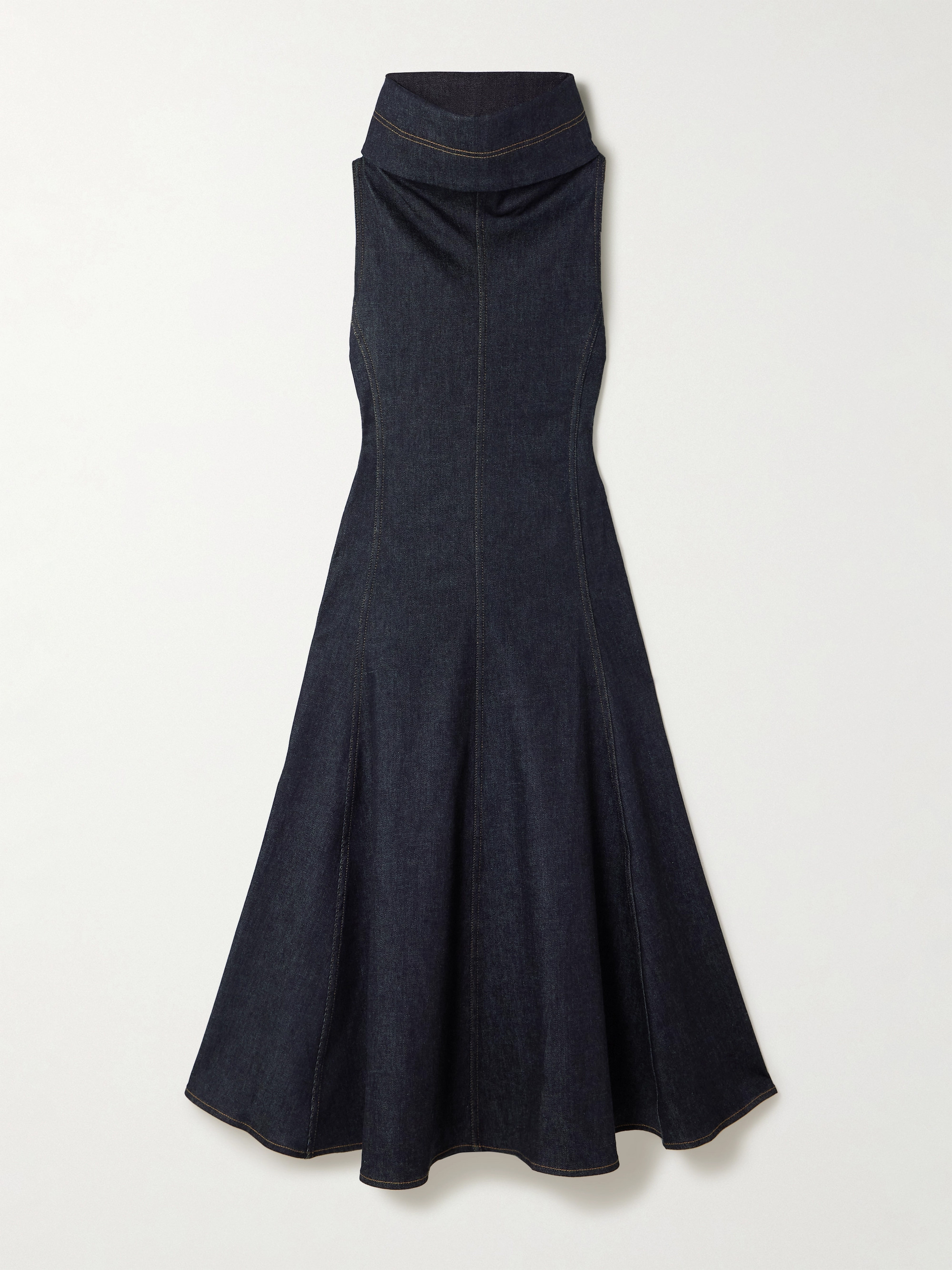 Jacquemus Triangle de-Nîmes denim turtleneck midi dress thumbnail