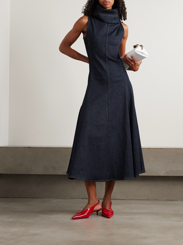 Jacquemus Triangle de-Nîmes denim turtleneck midi dress