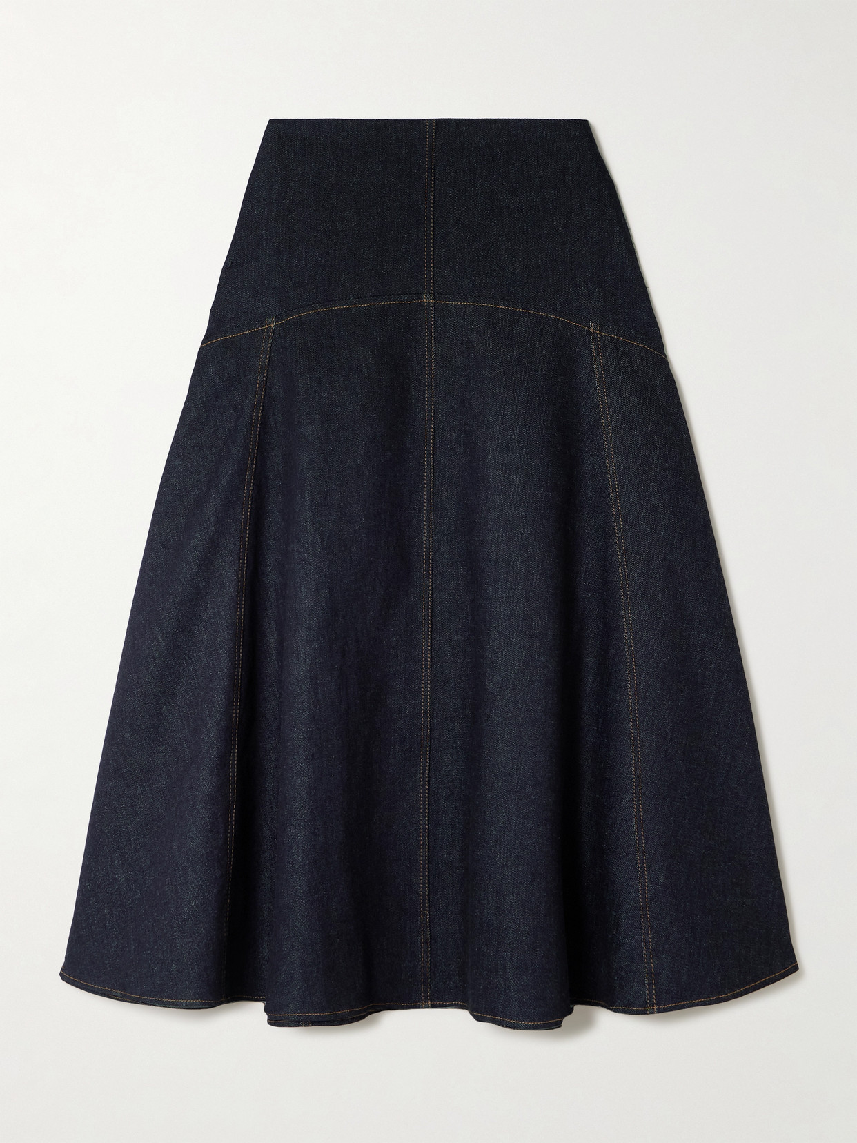 Jacquemus Triangle De-nîmes Embroidered Denim Midi Skirt In Blue