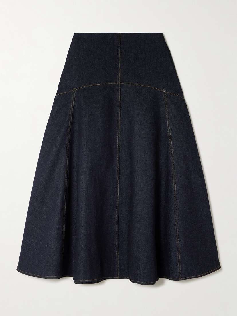 Jacquemus Triangle De-nîmes Embroidered Denim Midi Skirt
