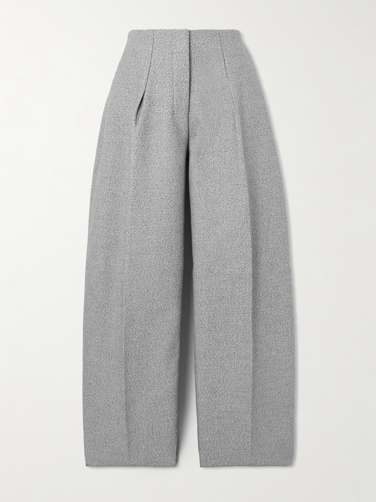 Jacquemus The Curvo Pleated Wool And Cotton-blend Barrel-leg Pants In Gray