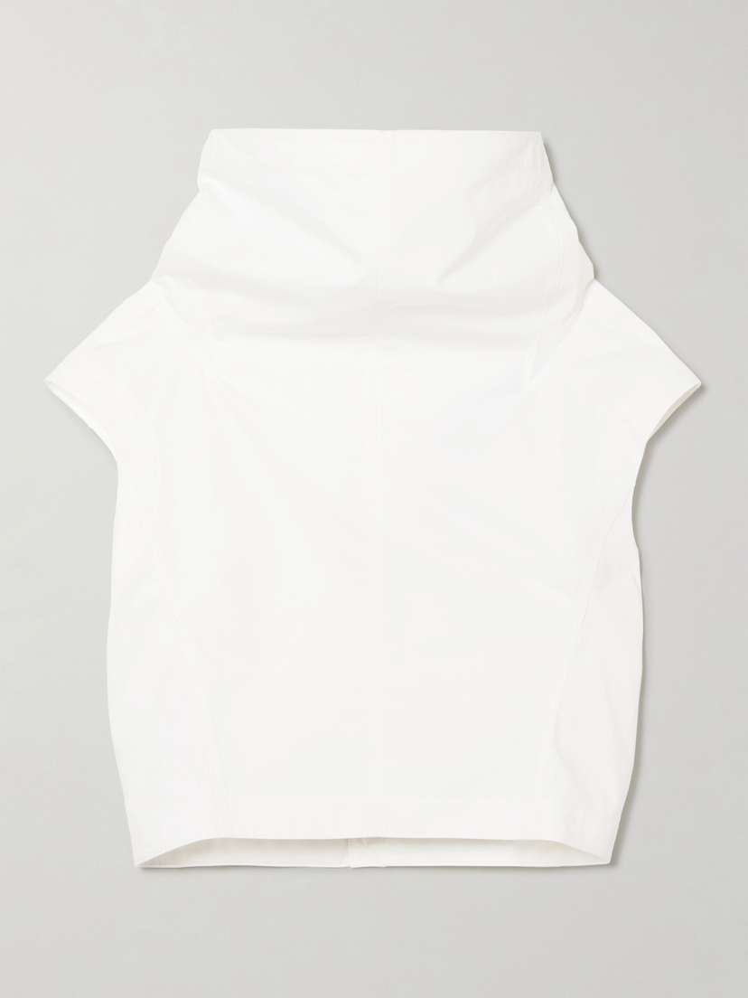Jacquemus The Pasante Cropped Paneled Cotton-poplin Turtleneck Top