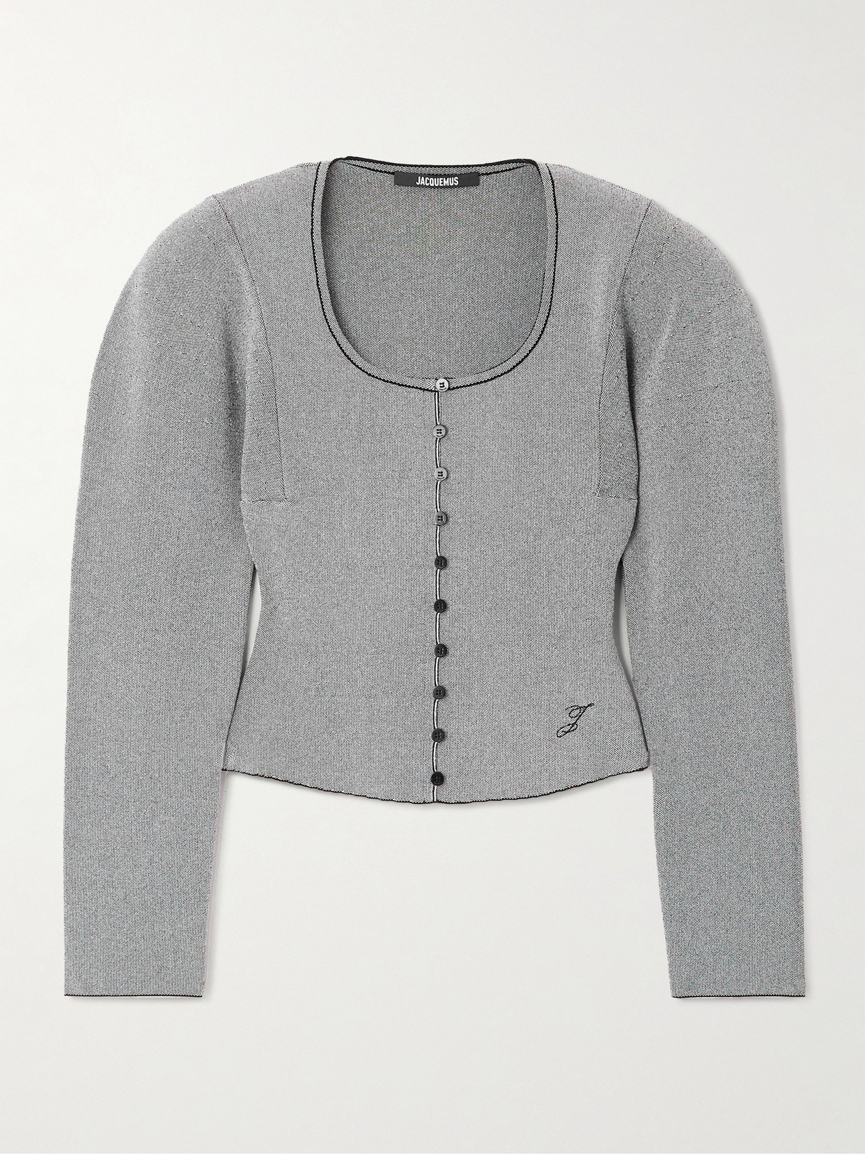 Jacquemus Sera Knitted Cardigan In Gray