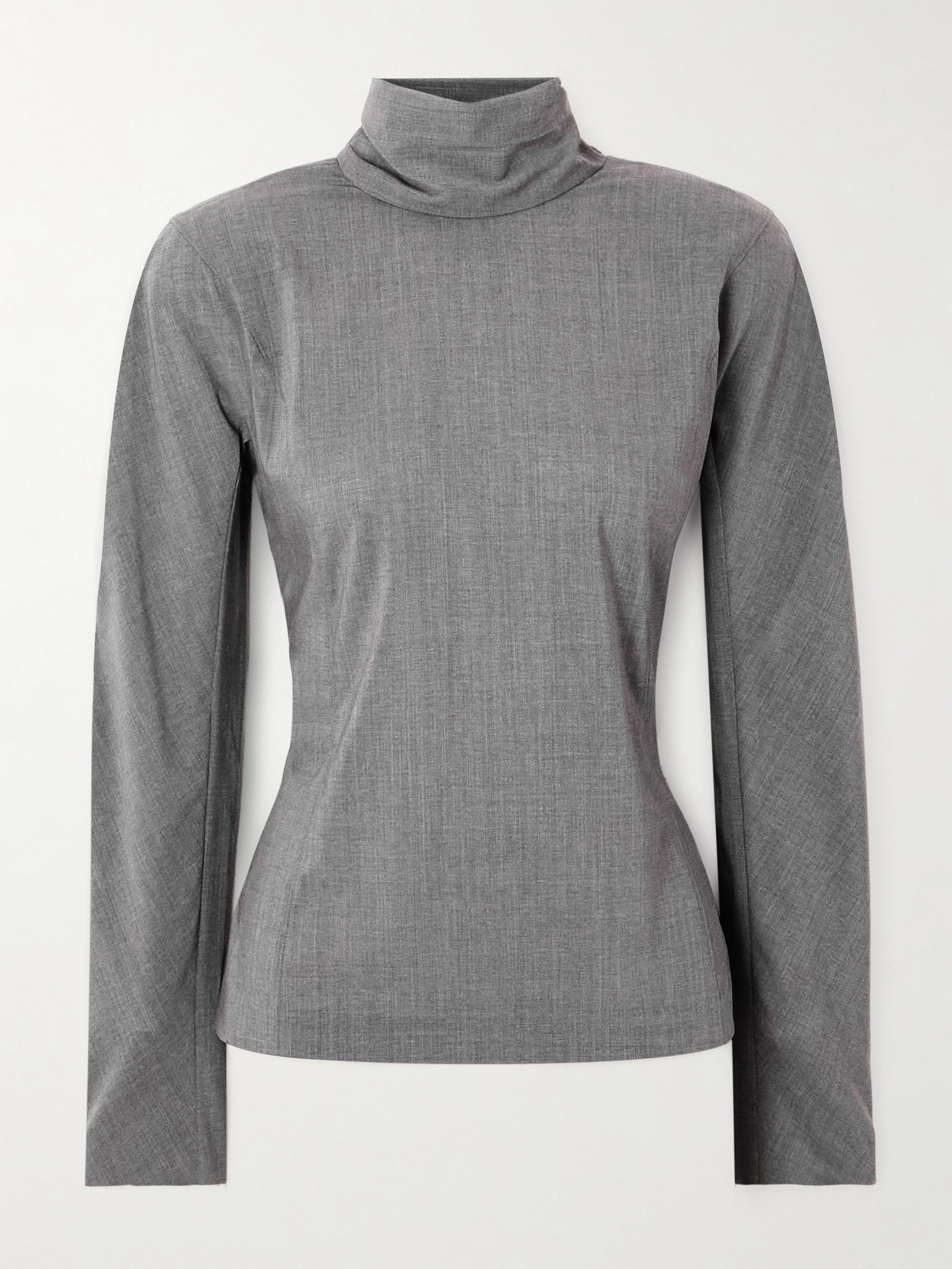 Jacquemus La Blouse Chale Open-back Tie-detailed Wool-blend Crepe Blouse In Gray