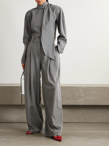 Jacquemus La Blouse Chale open-back tie-detailed wool-blend crepe blouse