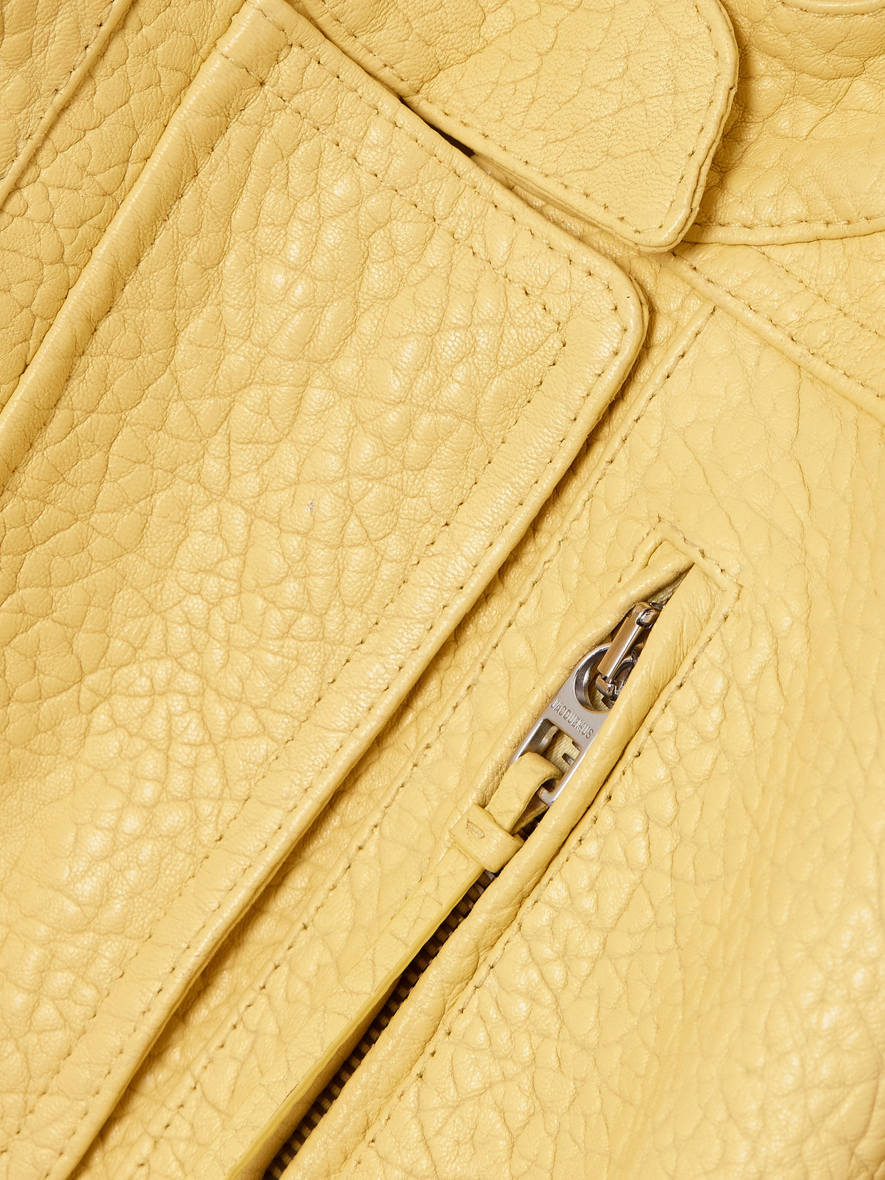 Jacquemus The Tore Cropped Textured-leather Bomber Jacket In Yellow