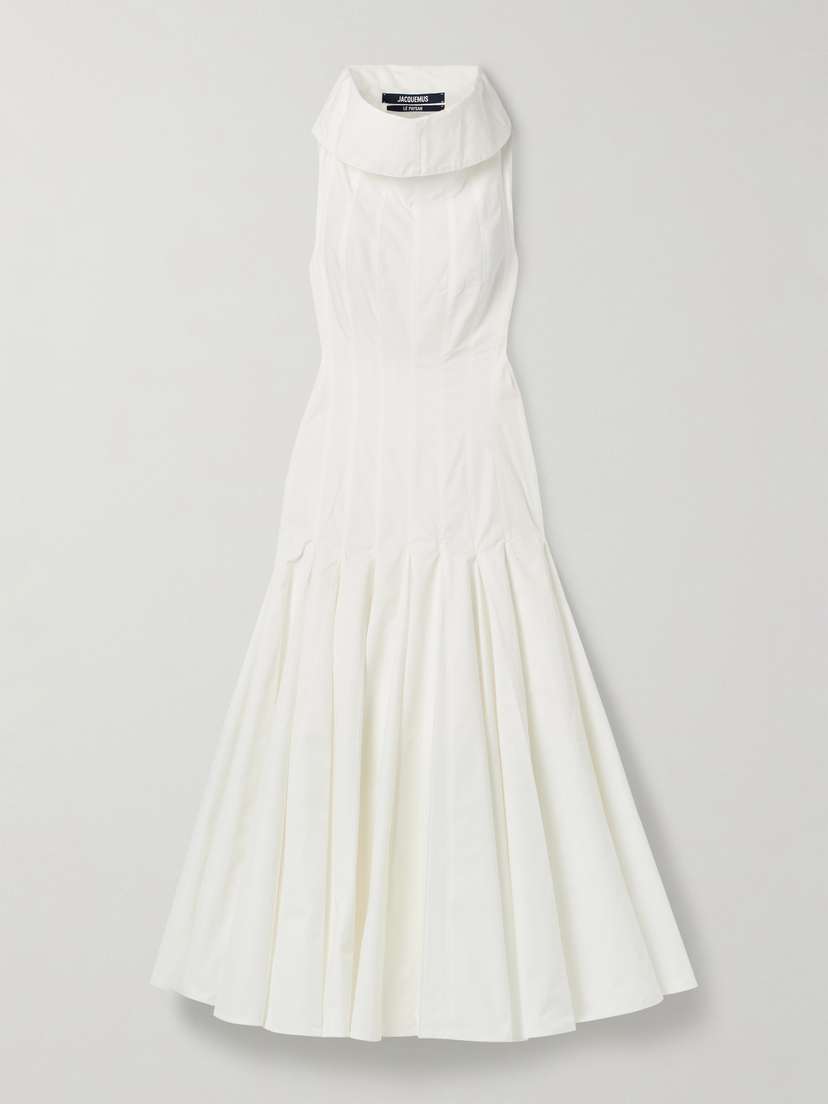 Jacquemus Triana Paneled Pleated Cotton-poplin Midi Dress