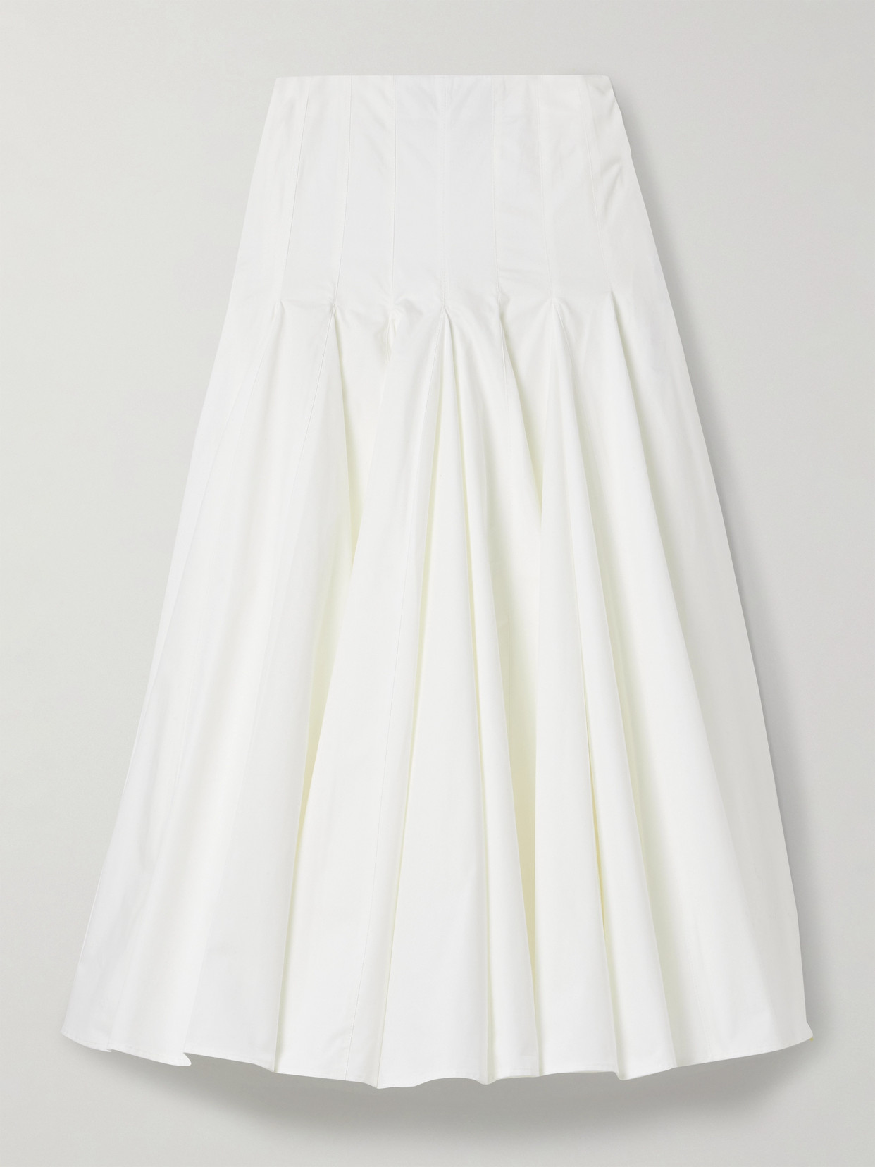 Jacquemus Triana Pleated Cotton-poplin Midi Skirt In White