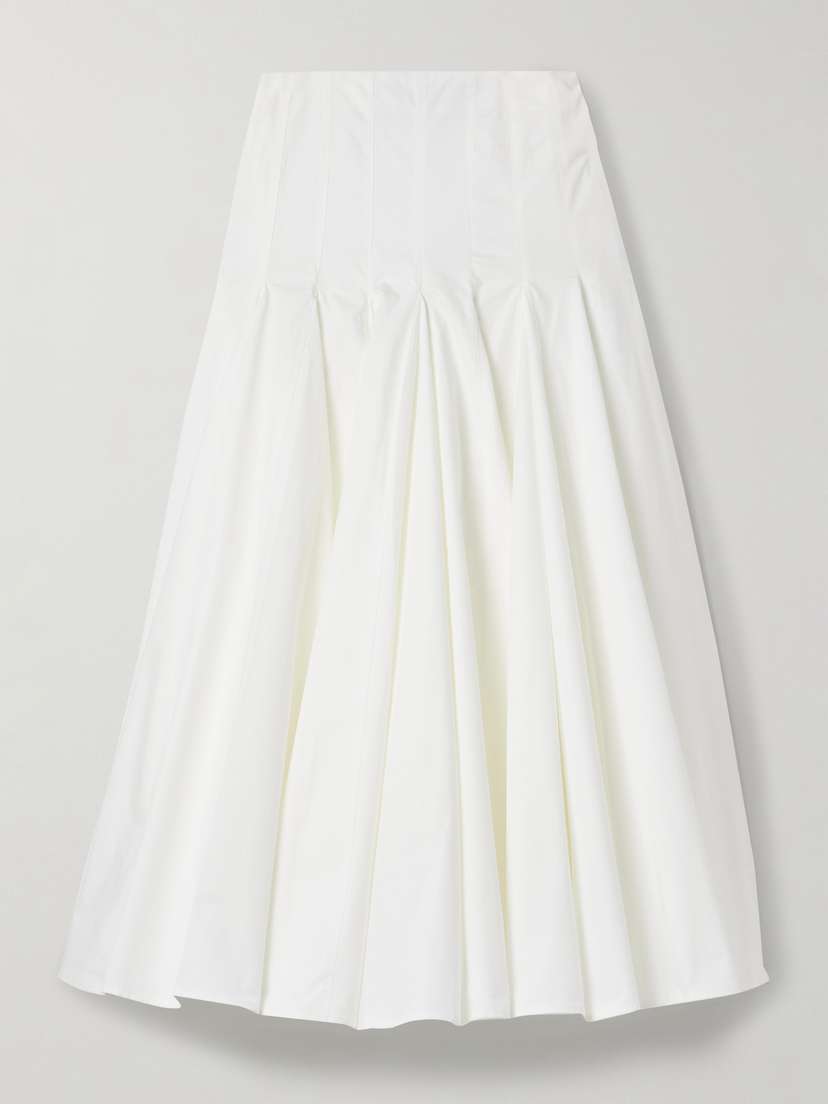 Jacquemus Triana Pleated Cotton-poplin Midi Skirt