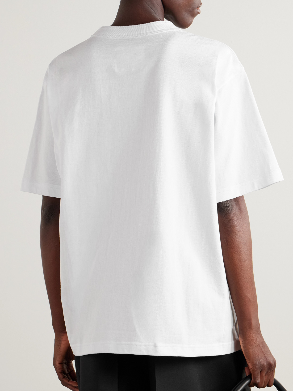 Sacai + Carhartt Wip Appliquéd Canvas-trimmed Cotton-jersey T-shirt In White