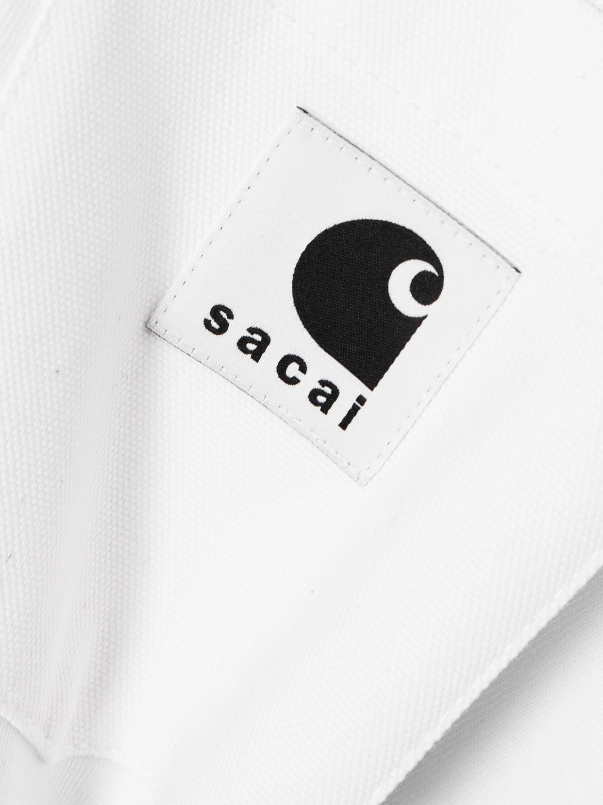 Sacai + Carhartt Wip Appliquéd Canvas-trimmed Cotton-jersey T-shirt In White