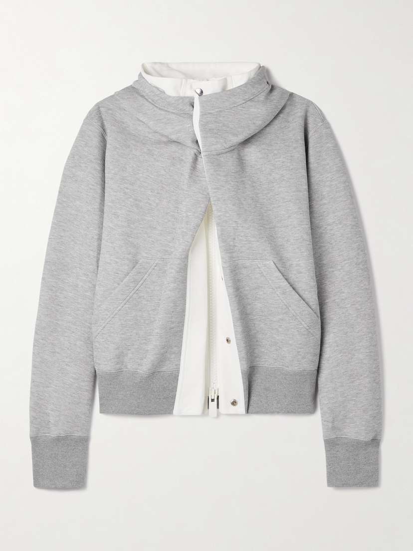 Sacai Paneled Cotton-canvas And Cotton-blend Jersey Hoodie