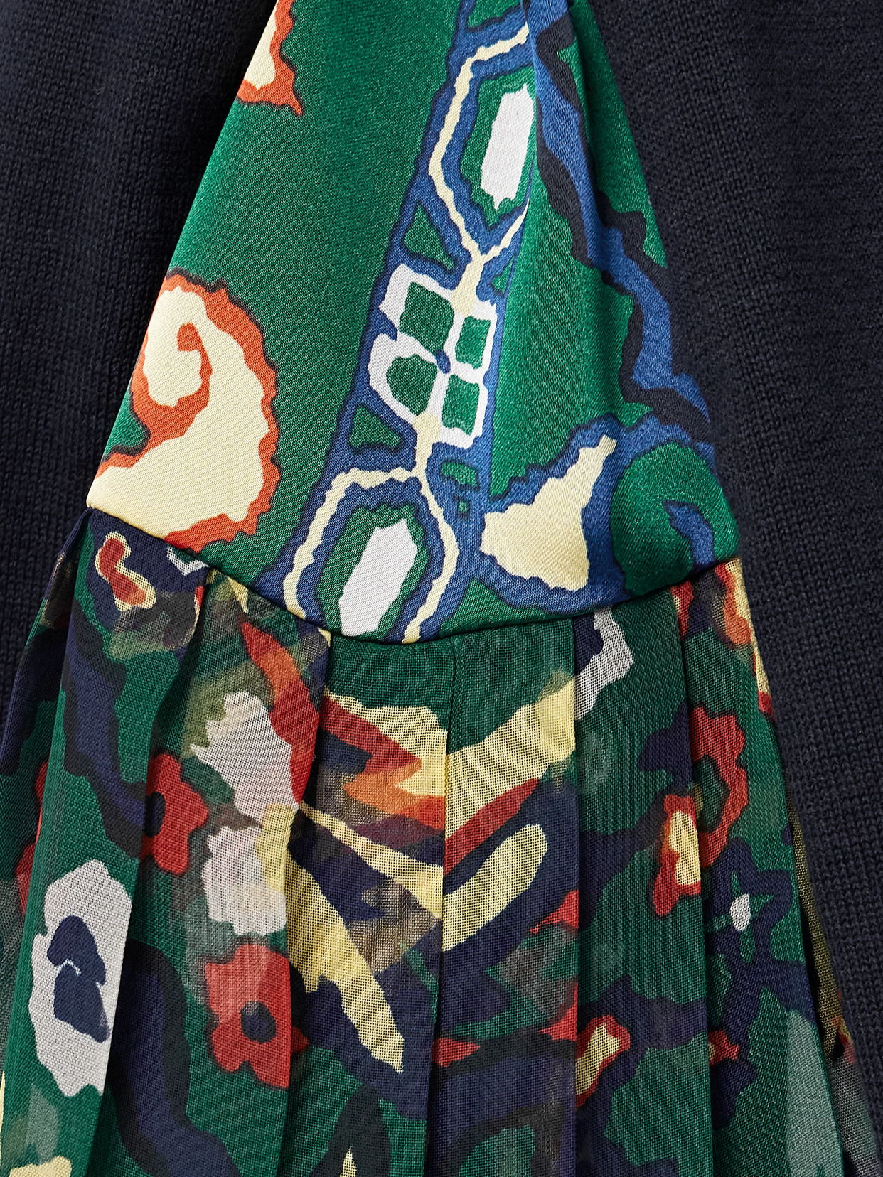 Sacai Floral Panel Mixed Media Cardigan In Blue