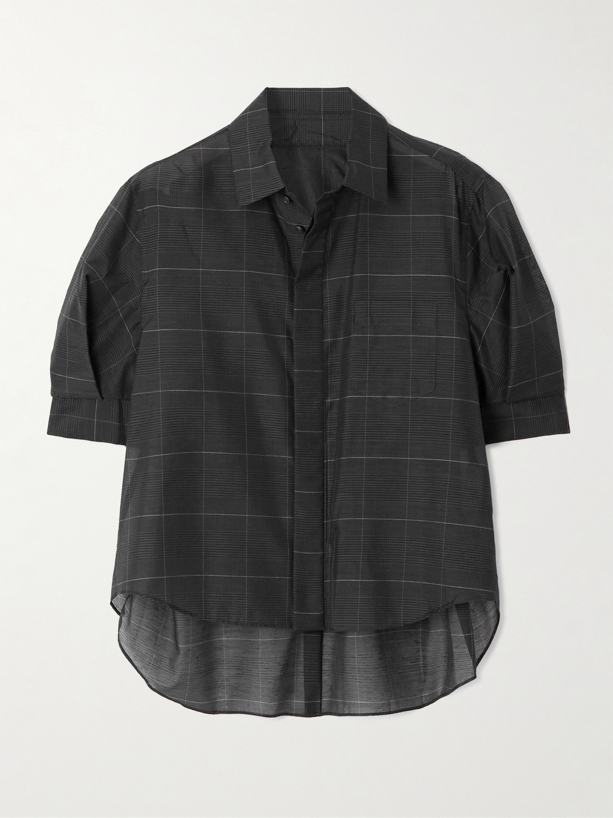 Sacai Glen Prince Of Wales Checked Poplin Shirt In Black