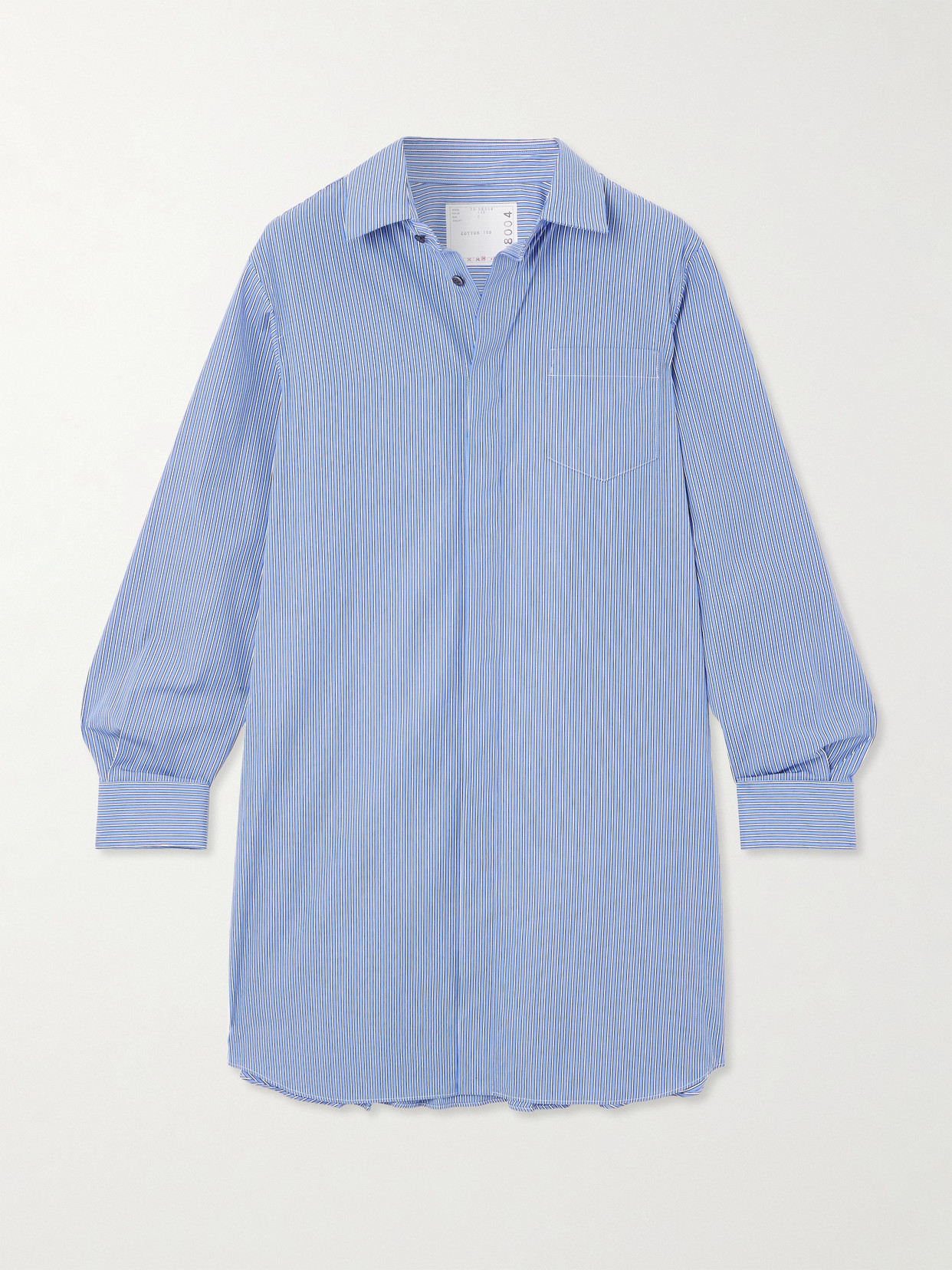 Sacai Striped Paneled Poplin Shirt Dress In Blue
