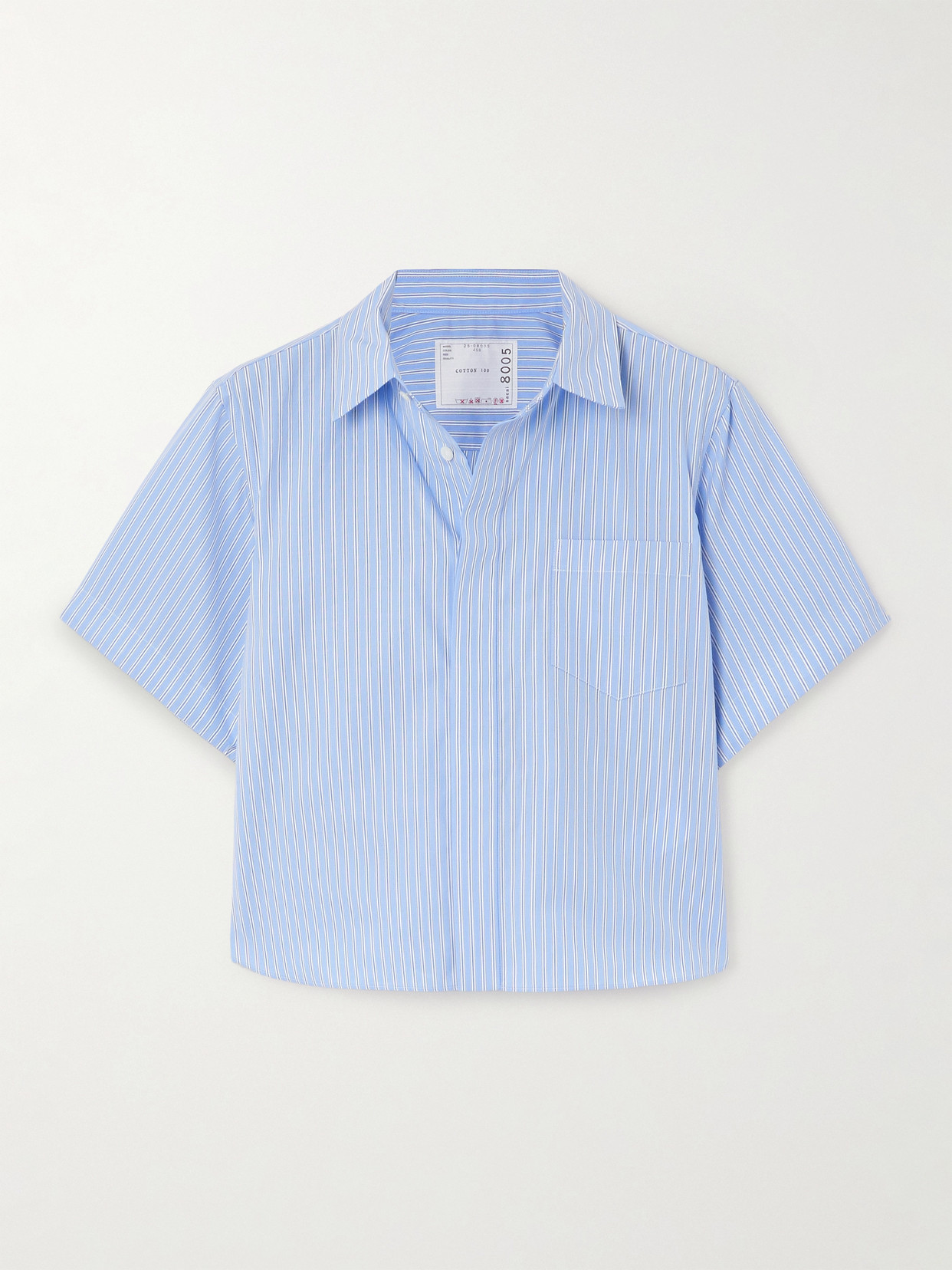 Sacai Cropped Poplin Shirt In Blue