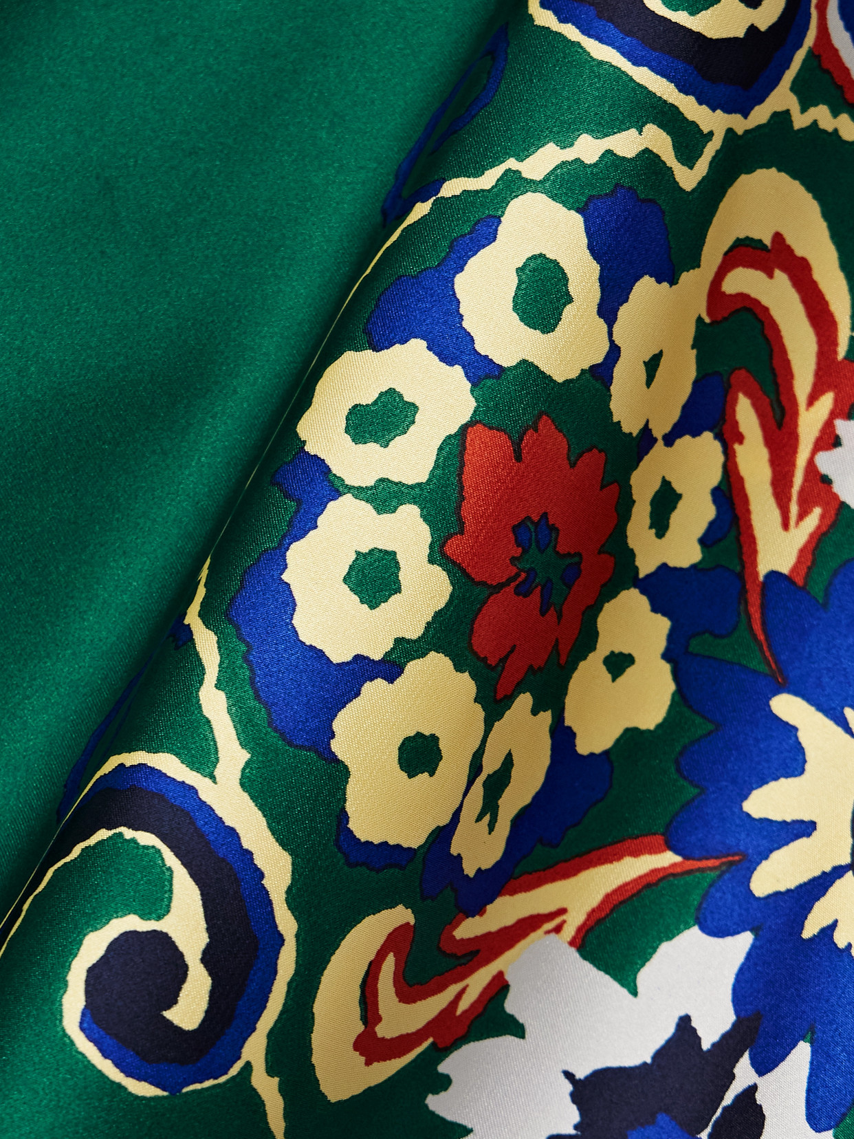 Sacai Draped Printed Satin Midi Dress In Green