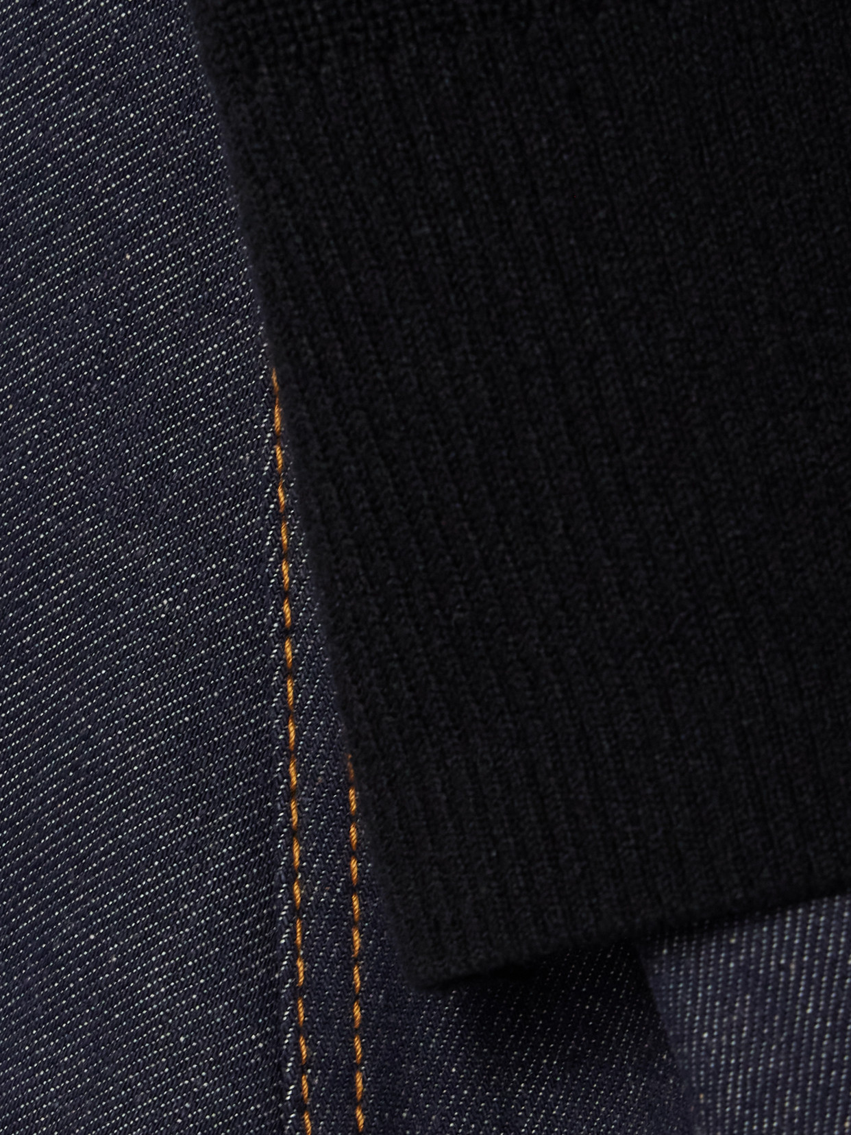 Sacai Paneled Ribbed-knit And Denim Top In Black