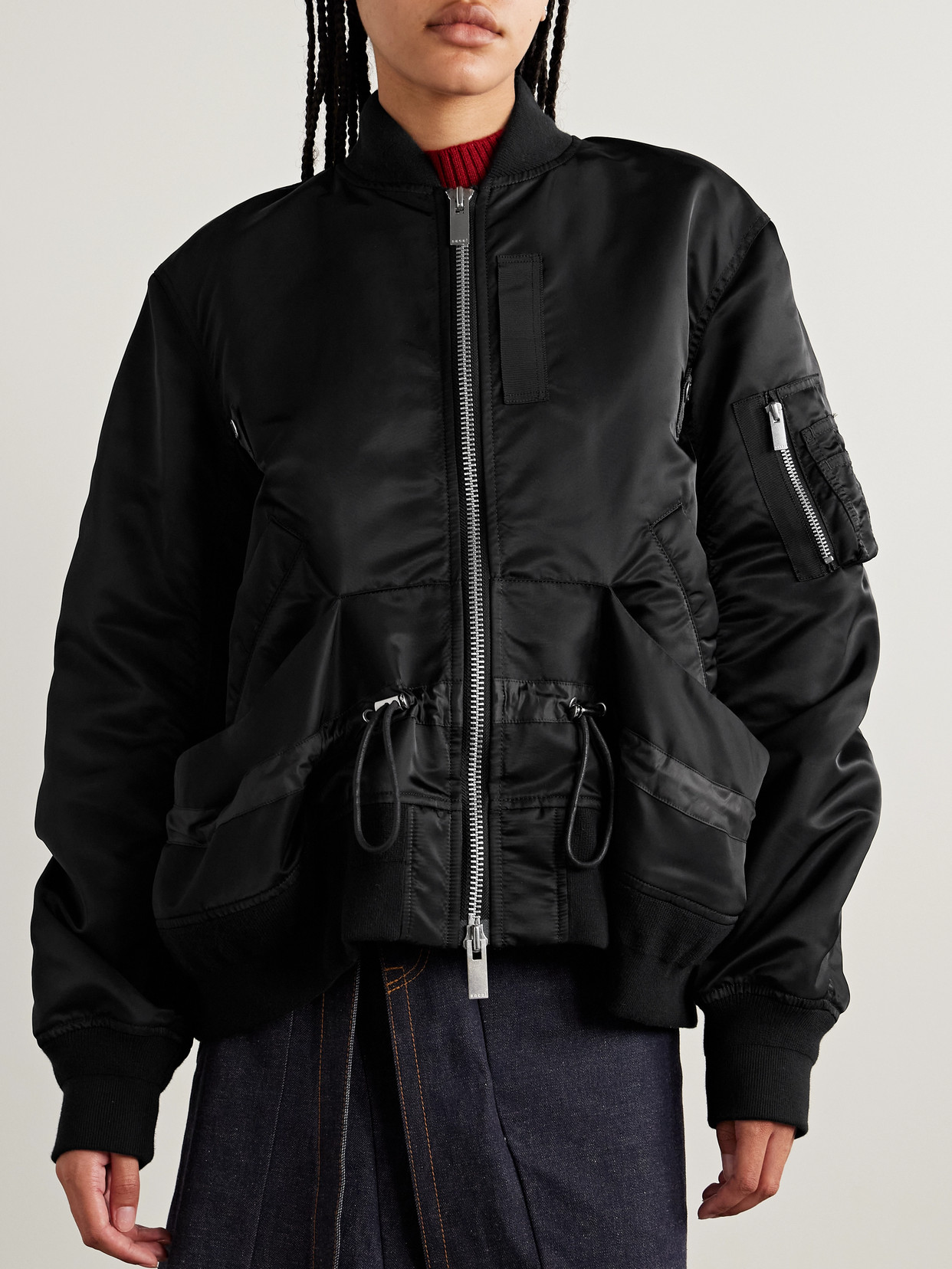 Sacai Shell Bomber Jacket In Black
