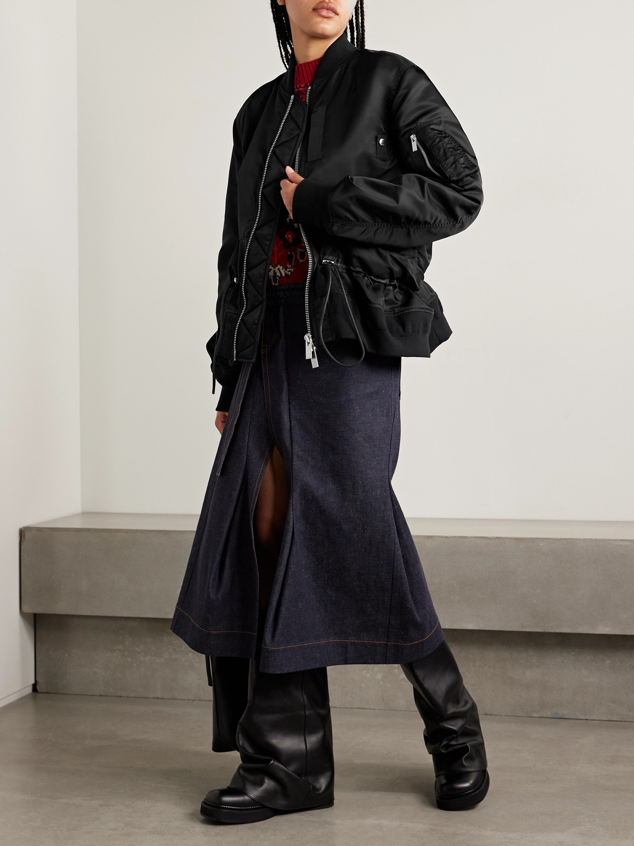 Sacai Shell Bomber Jacket In Black