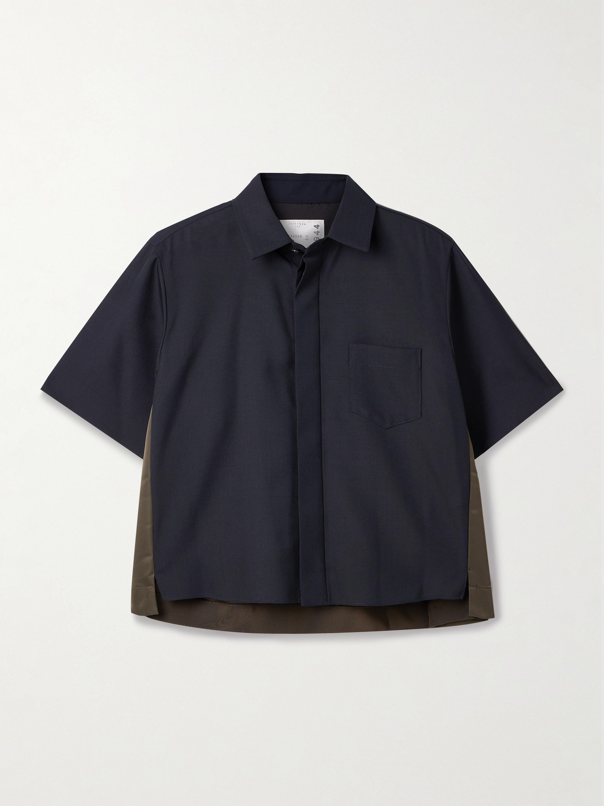 Sacai Crepe And Shell Shirt In Blue
