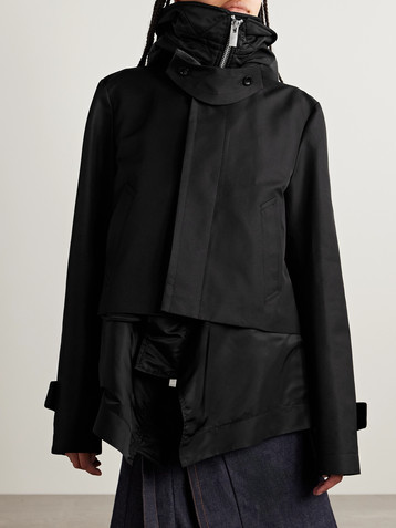 Sacai Paneled cotton-blend gabardine and padded shell jacket