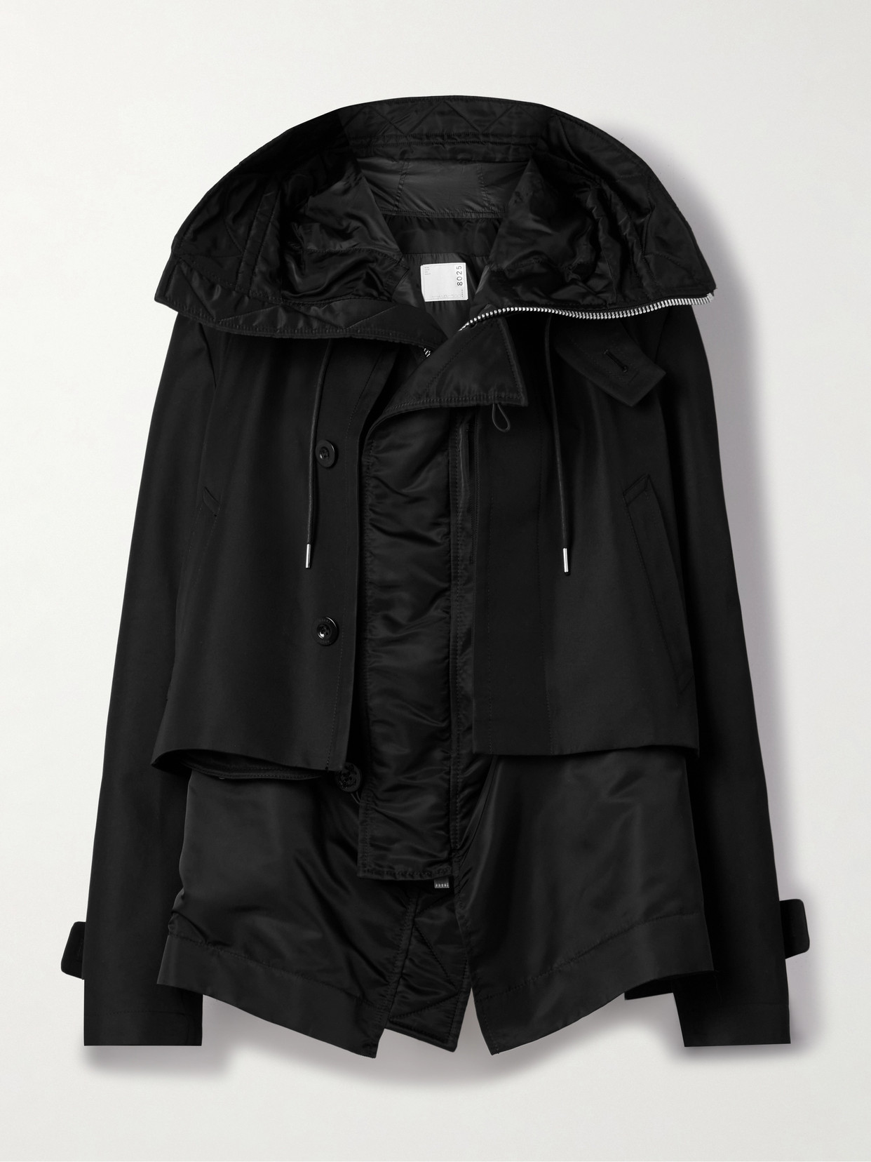 Sacai Paneled Cotton-blend Gabardine And Padded Shell Jacket In Black