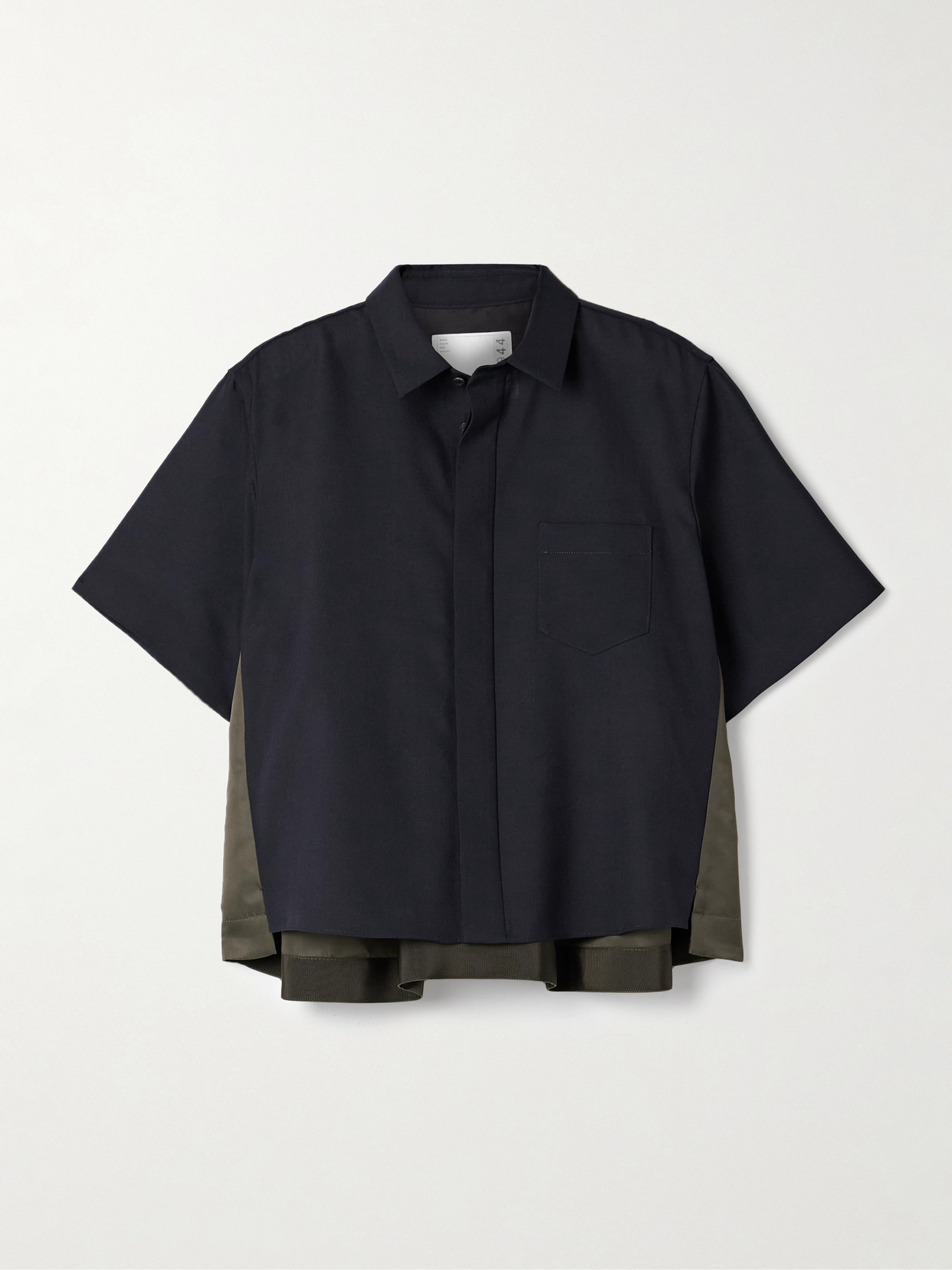 Sacai Paneled Cotton And Shell Shirt In Blue