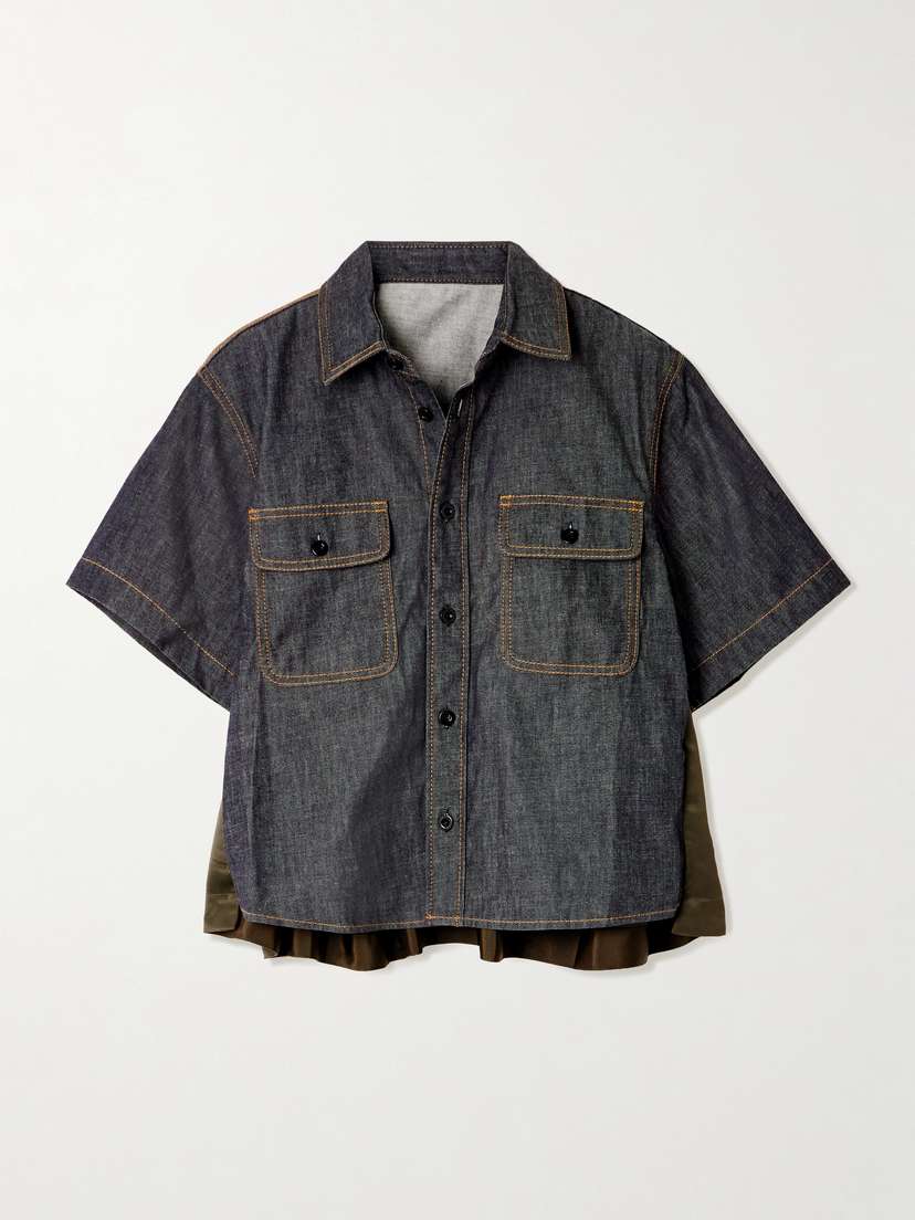 Sacai Paneled Cotton And Shell Shirt