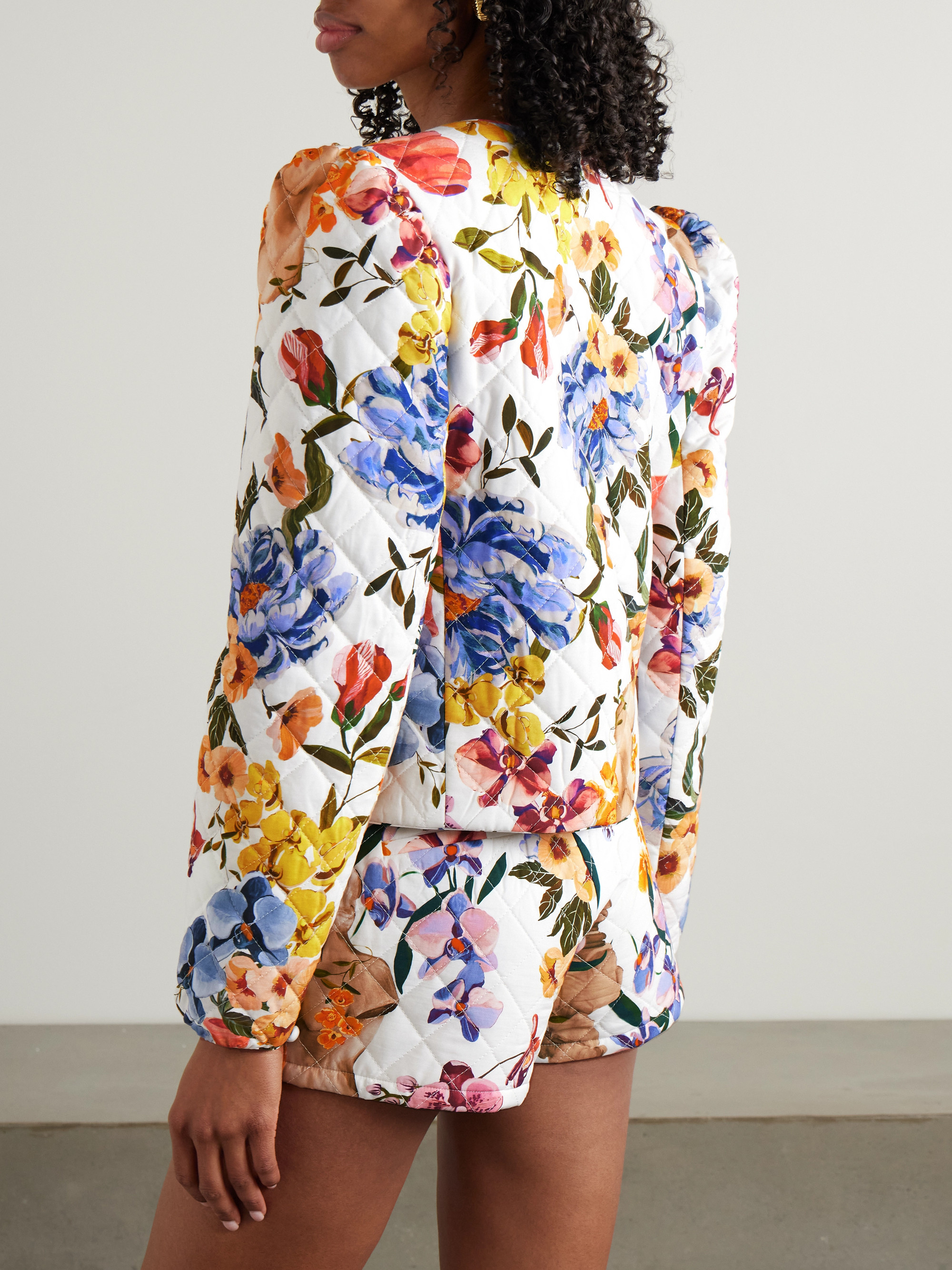 FARM Rio Greek Garden quilted floral-print Lyocell and cotton-blend jacket thumbnail