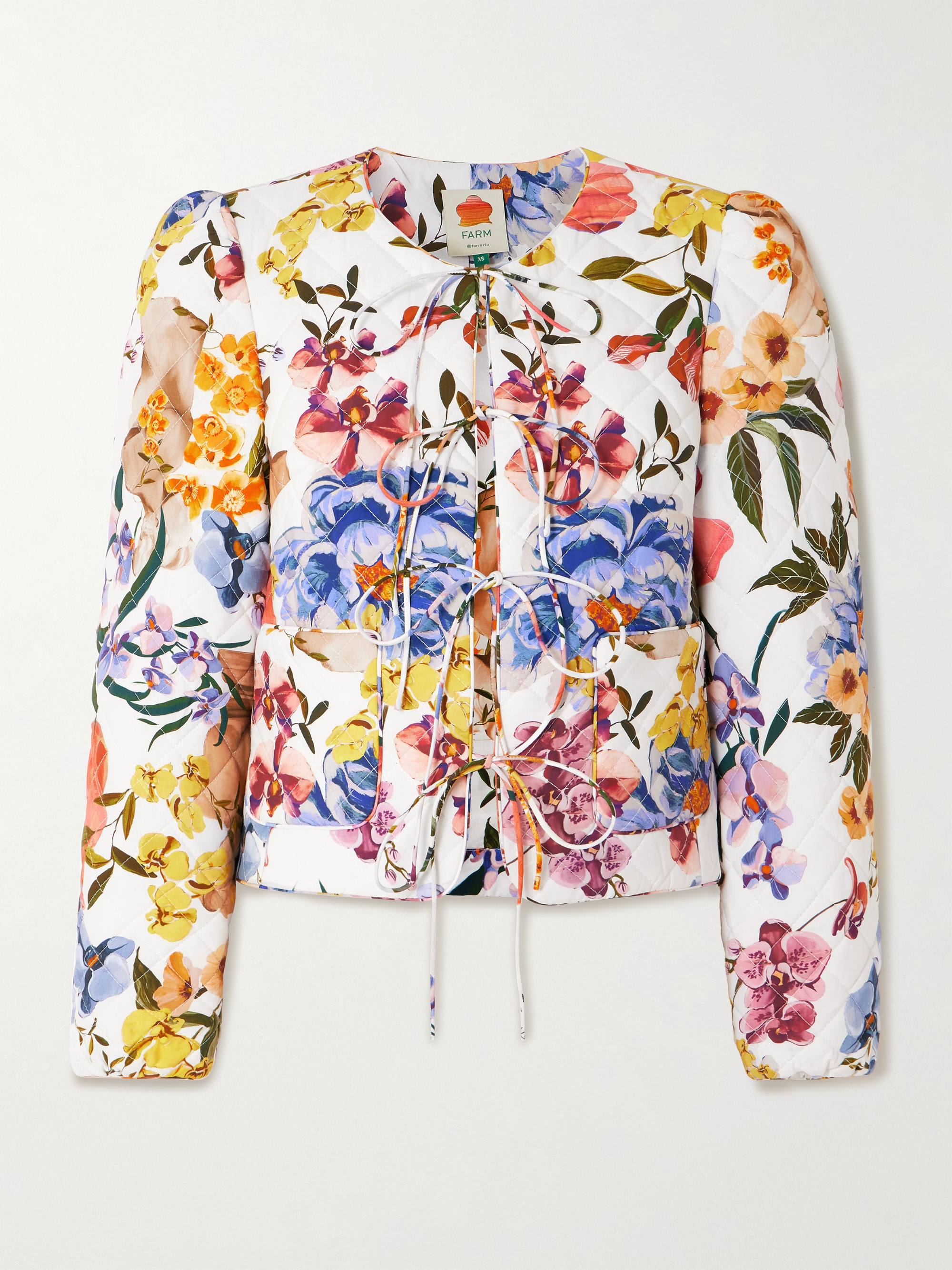 FARM Rio Greek Garden quilted floral-print Lyocell and cotton-blend jacket thumbnail